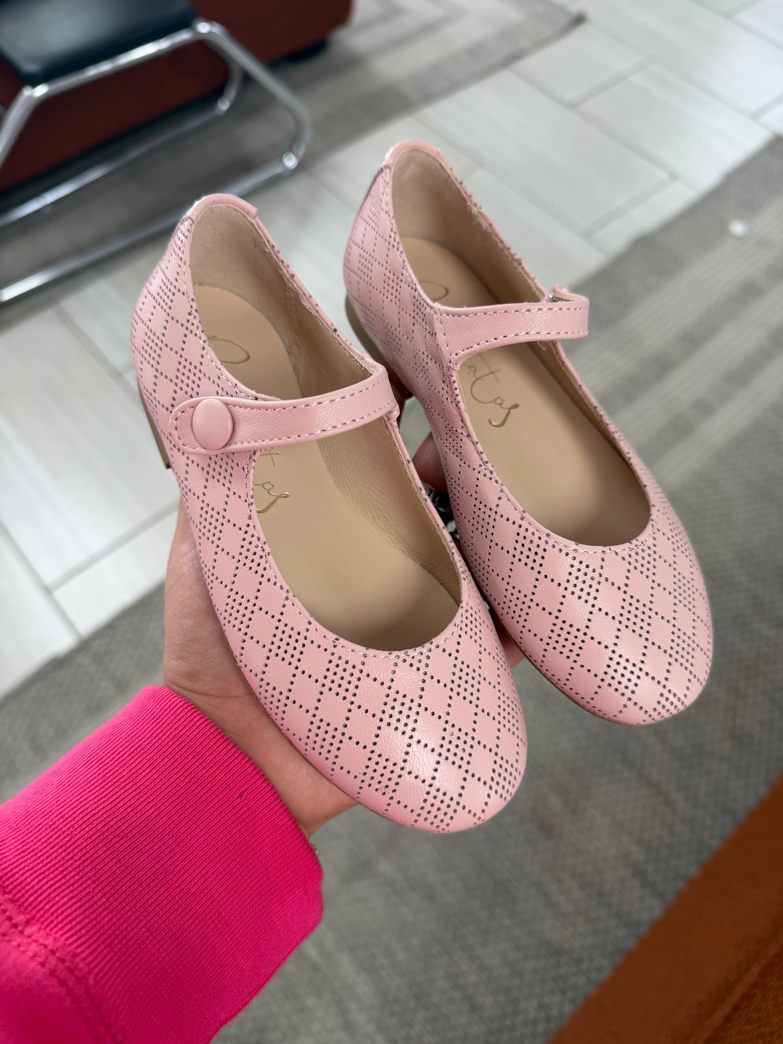 Papanatas Pink Diamond Perf Mary Jane-Tassel Children Shoes
