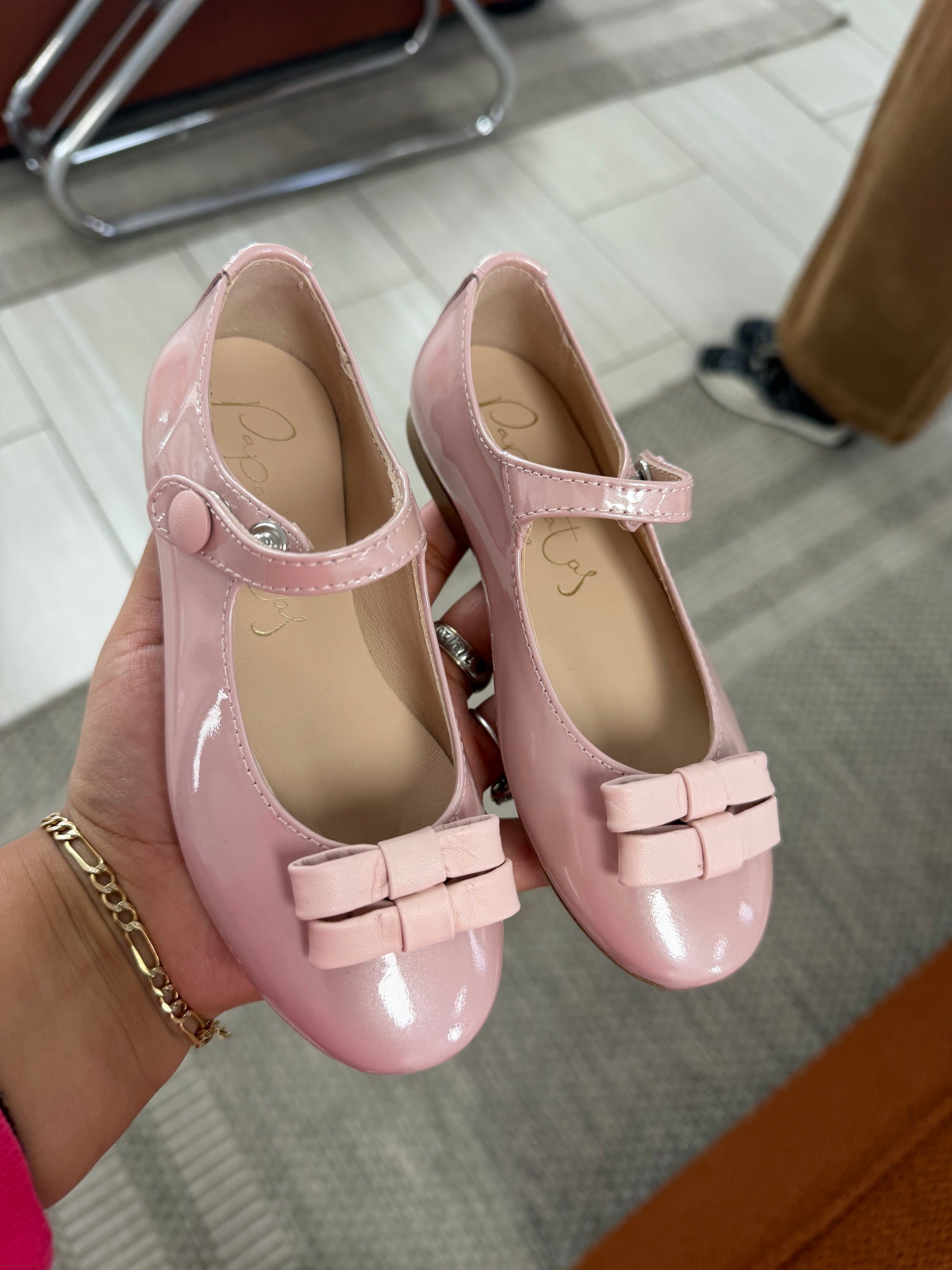 Papanatas Pearl Pink Bow Mary Jane-Tassel Children Shoes
