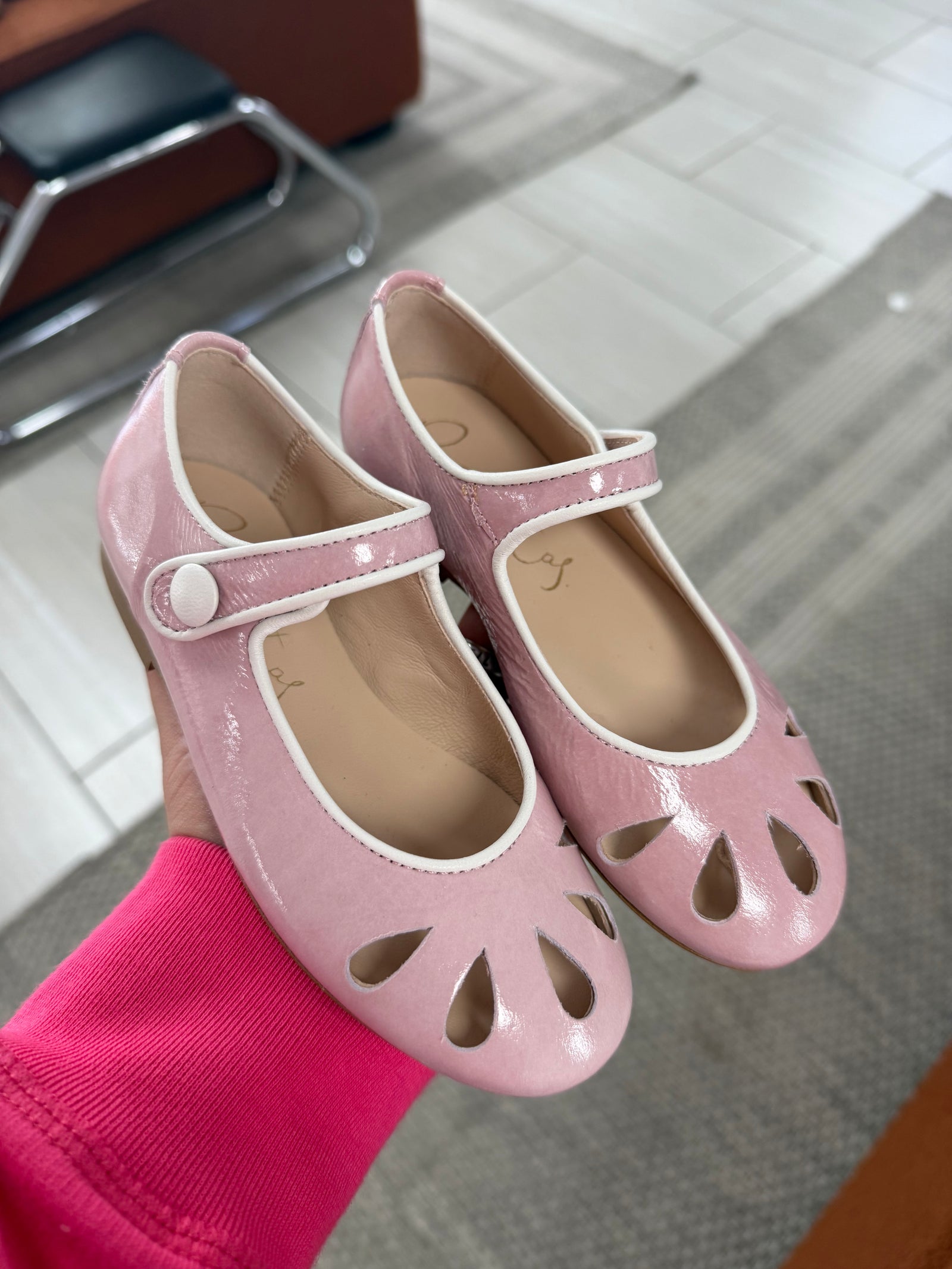 Papanatas Blush Patent Teardrop Mary Jane-Tassel Children Shoes