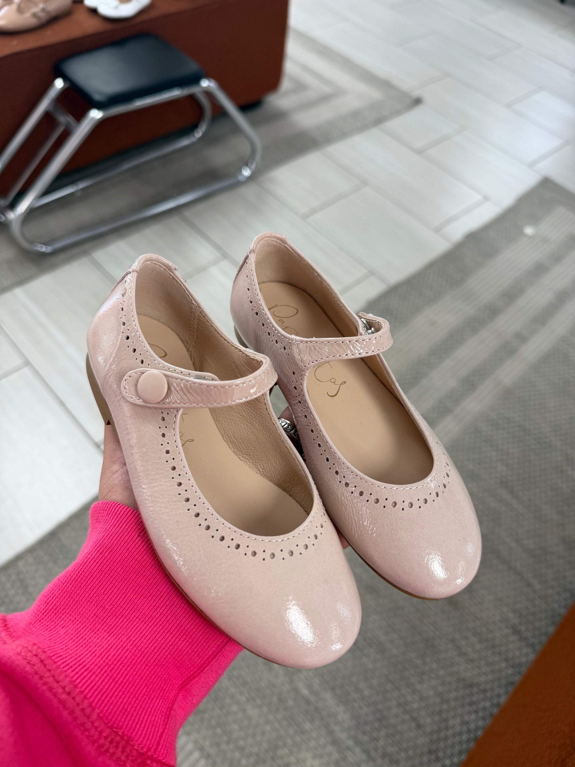Papanatas Blush Pink Patent Mary Jane-Tassel Children Shoes