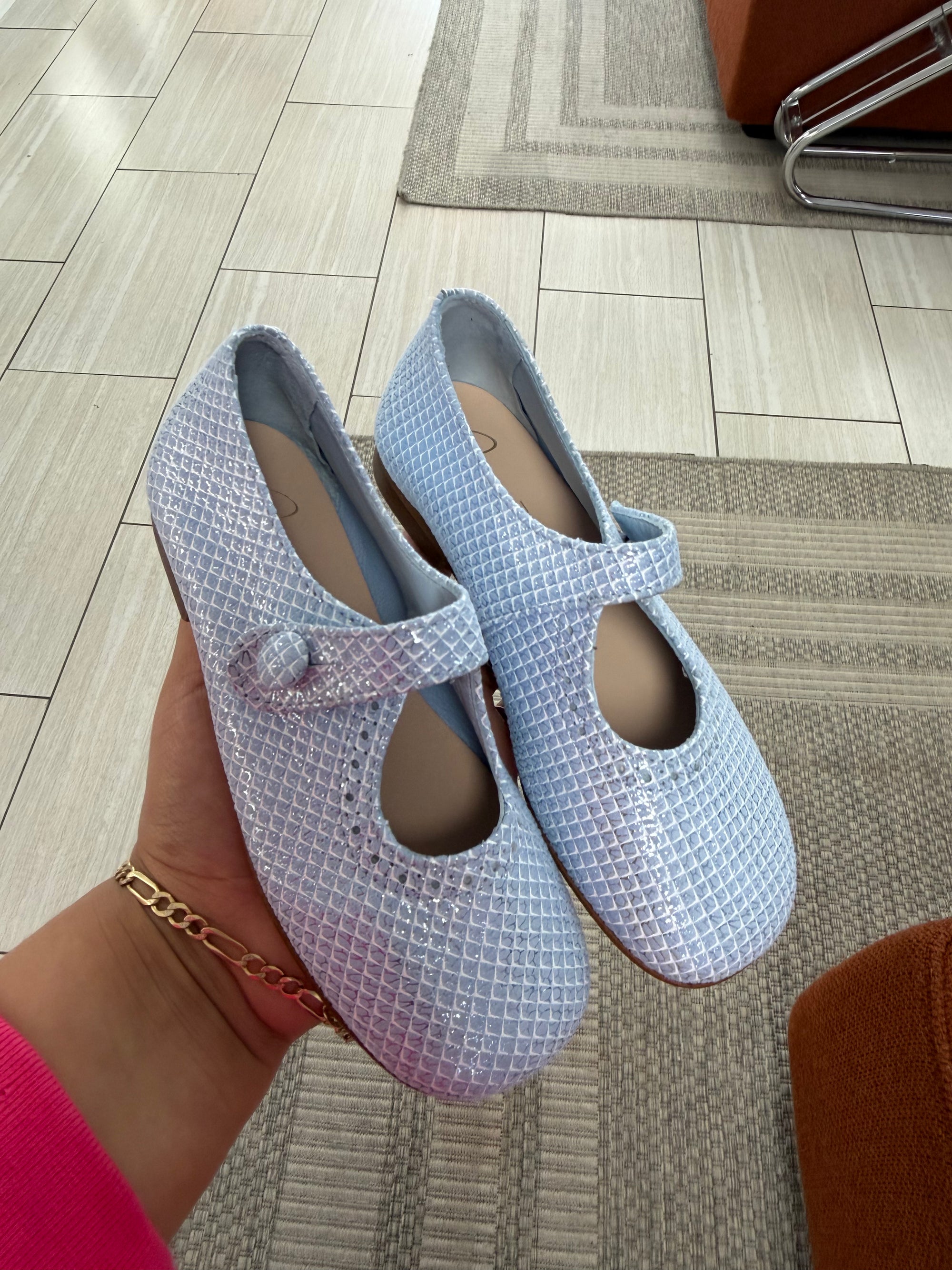 Papanatas Light Blue Mary Jane-Tassel Children Shoes