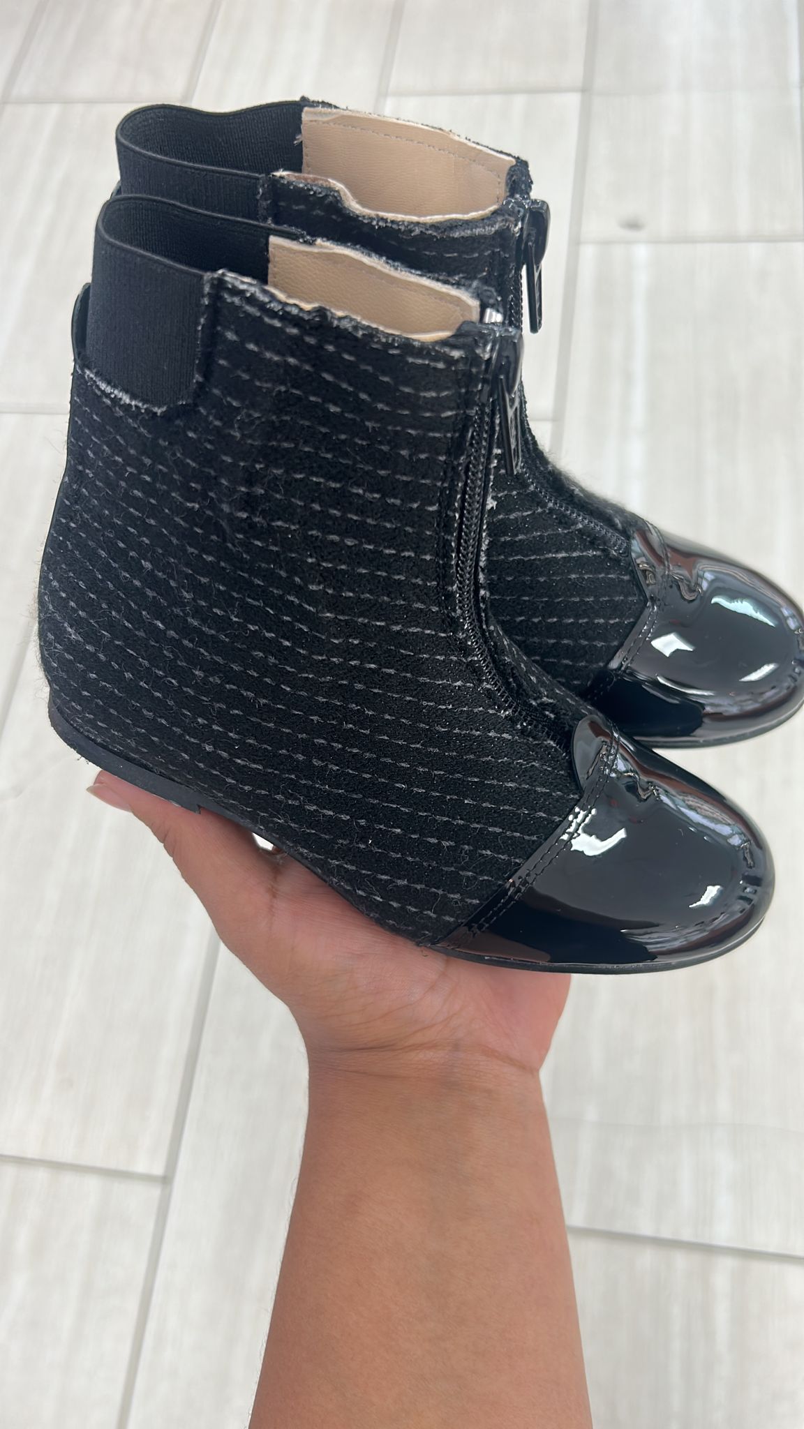 LMDI Black Pinstripe Bootie-Tassel Children Shoes