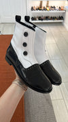 Spain+Co Black and White Button Detail Boot-Tassel Children Shoes