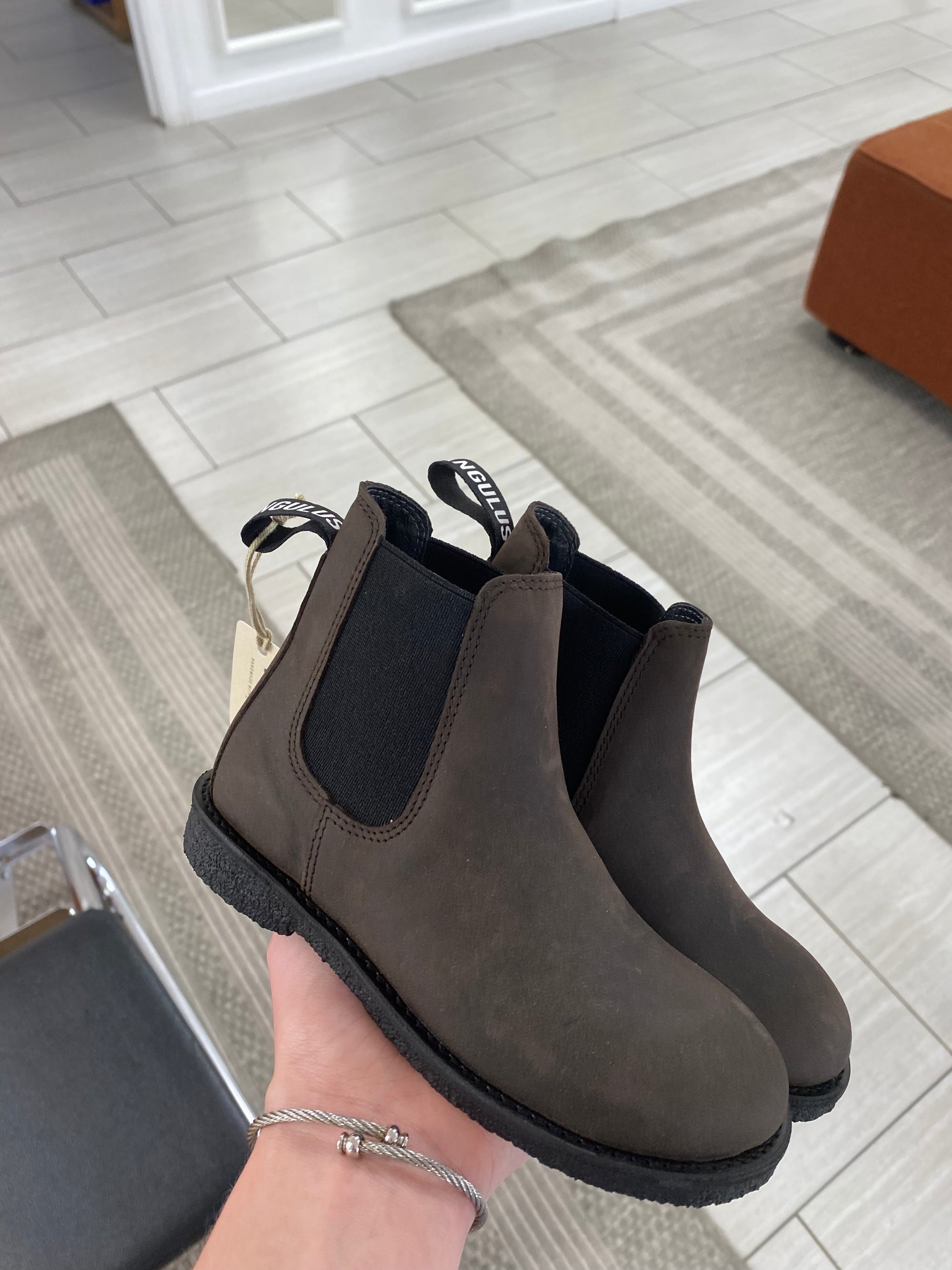 Angulus Dark Brown Elastic Boot-Tassel Children Shoes