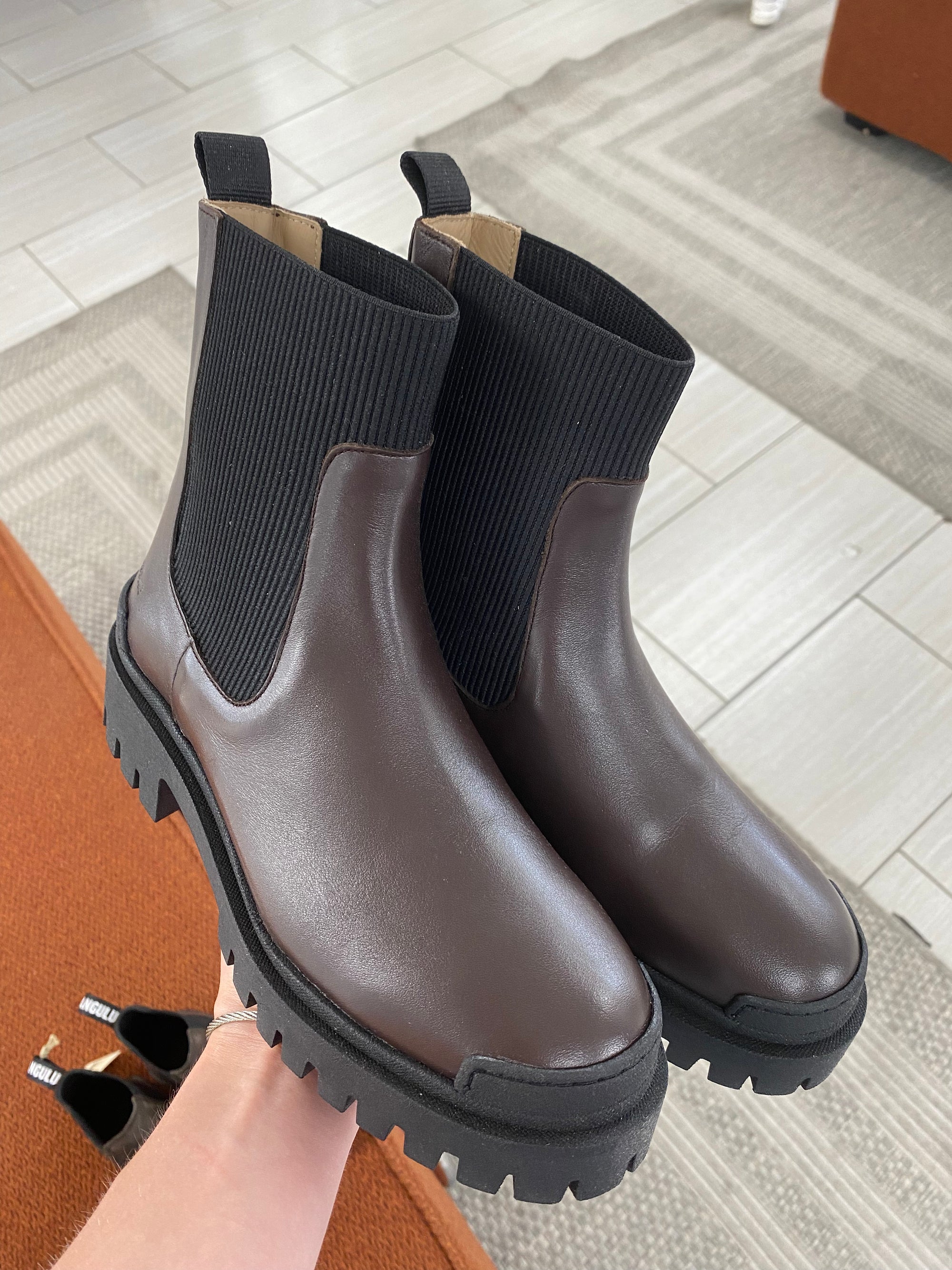 Angulus Espresso Elastic Chunky Boot-Tassel Children Shoes