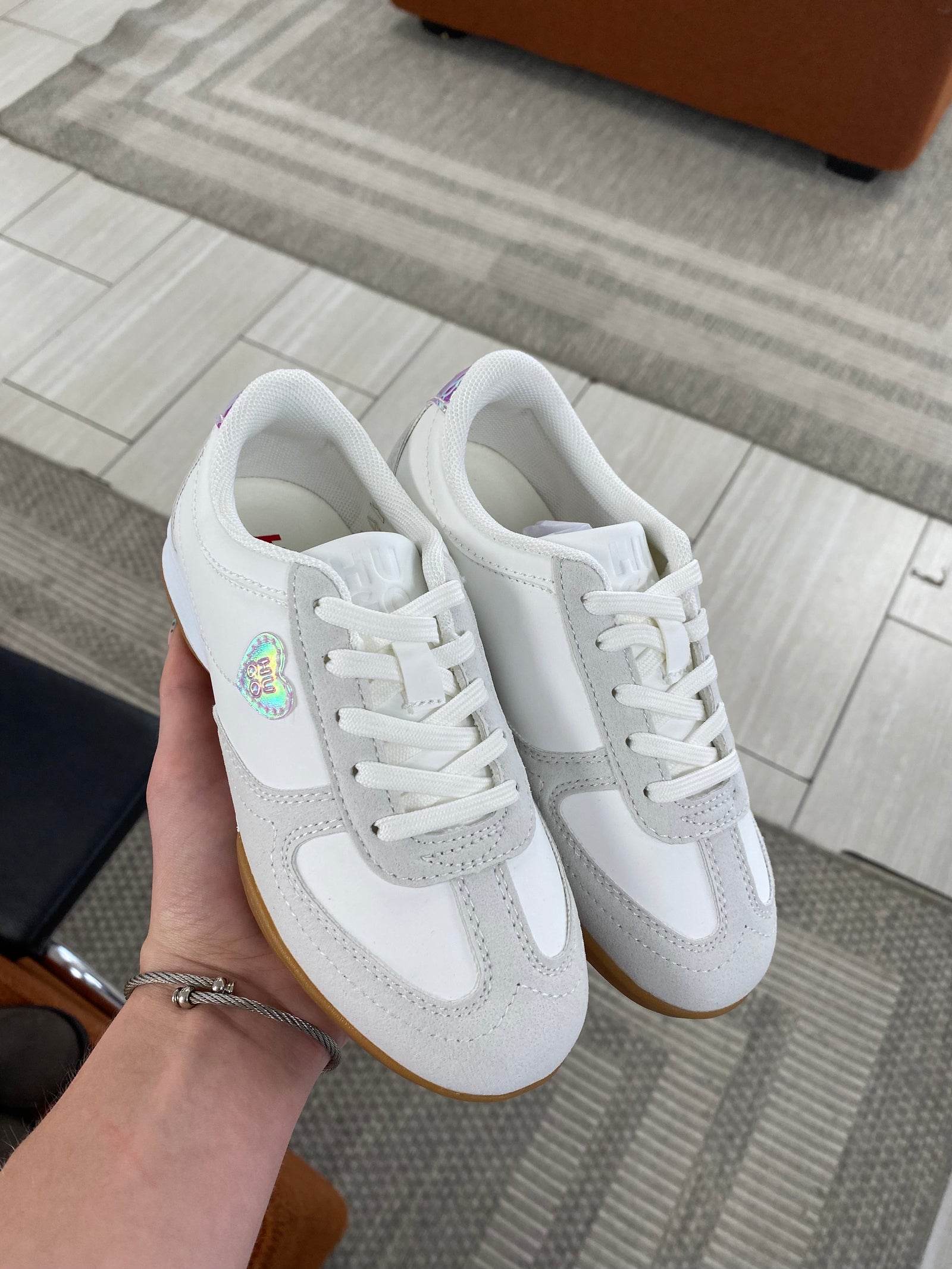 Hugo Boss White Heart Tennis Sneaker-Tassel Children Shoes