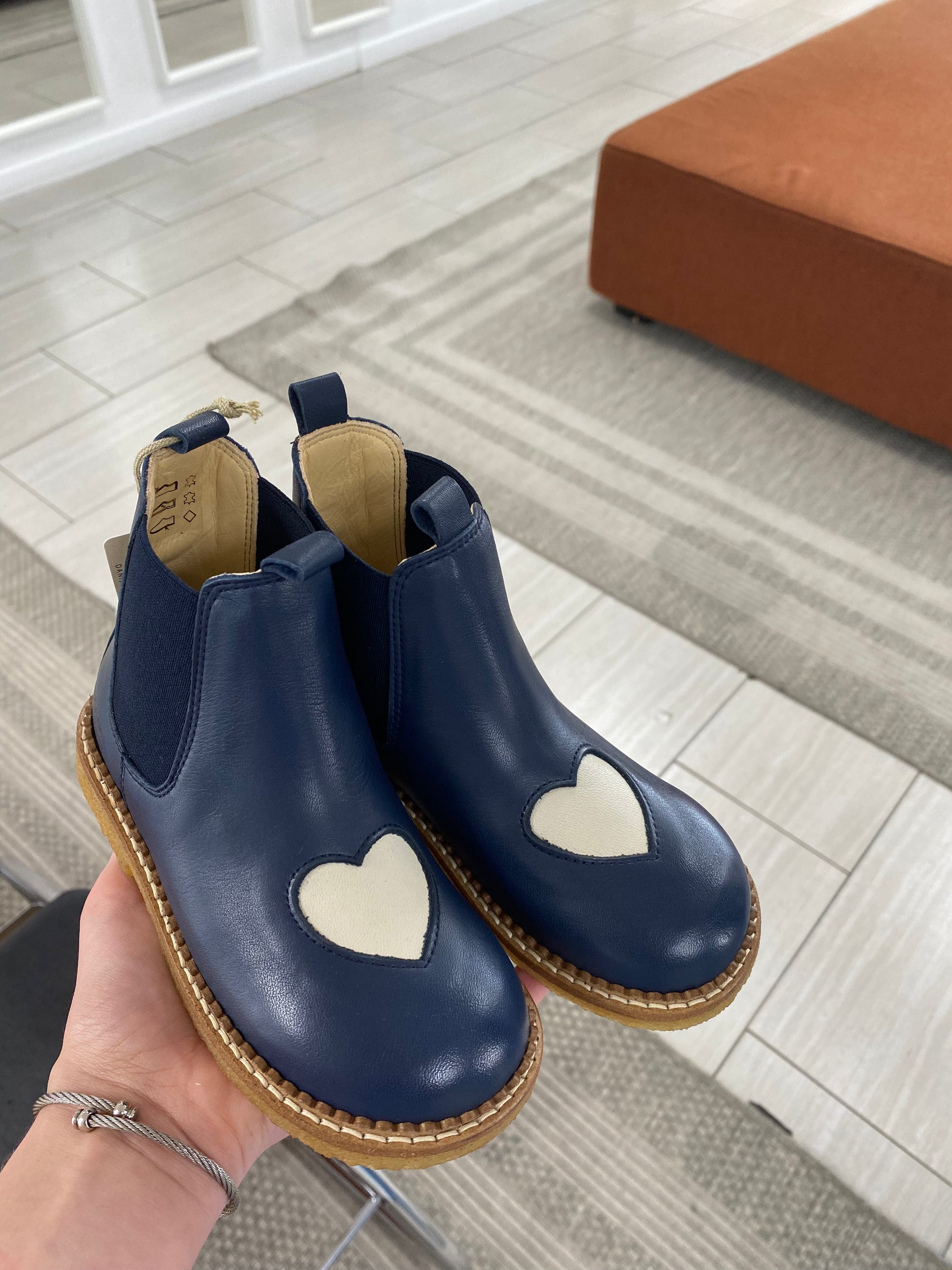 Angulus Navy Heart Boot-Tassel Children Shoes
