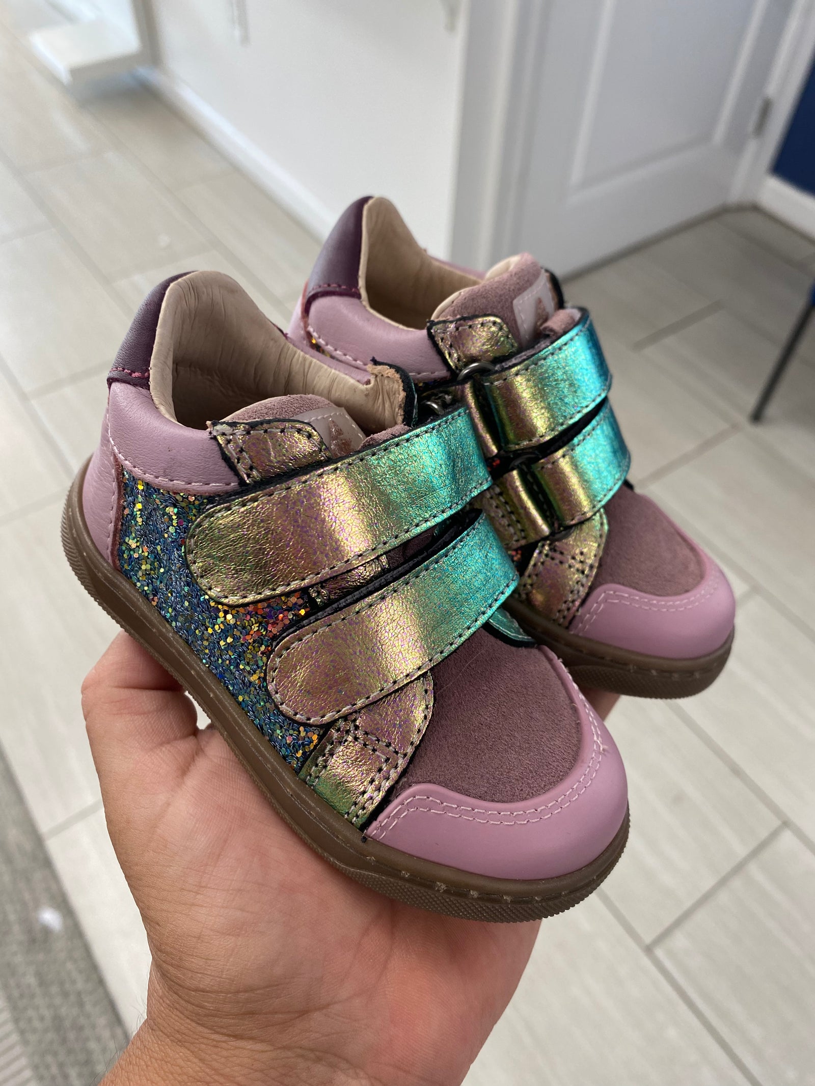 Acebos Pink Glitter Velcro Sneaker-Tassel Children Shoes