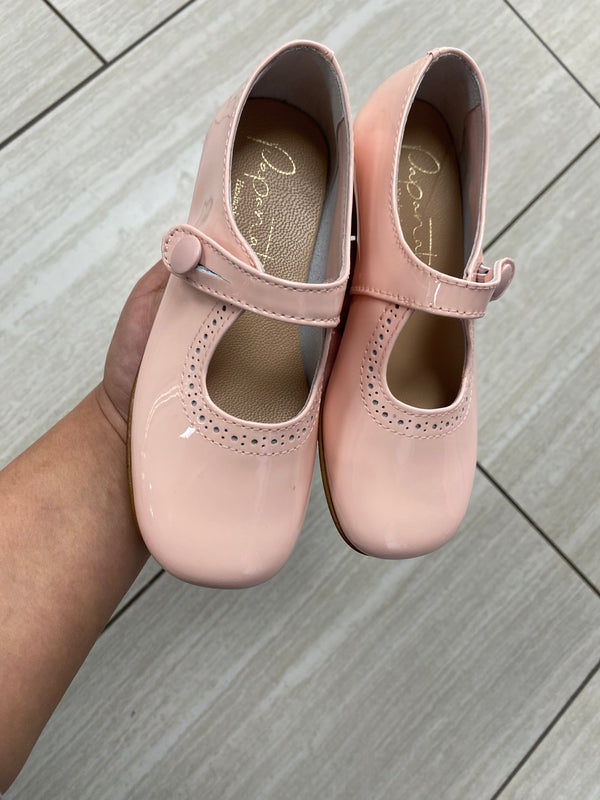 Papanatas Pink Patent Perforated Mary Jane - Tassel Children Shoes