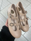 Beberlis Nude Double Strap Mary Jane-Tassel Children Shoes