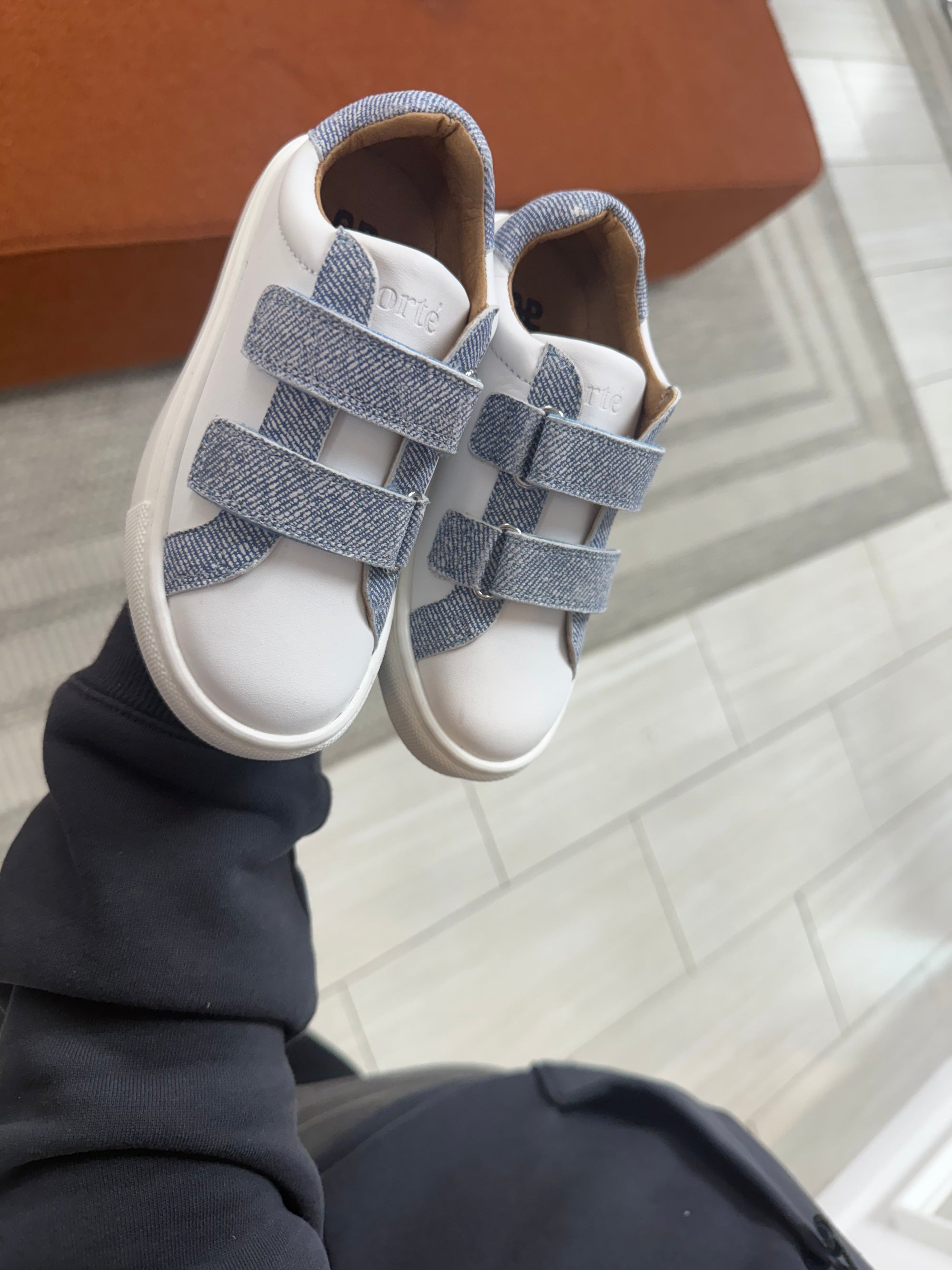 Porte Denim Velcro Sneaker-Tassel Children Shoes