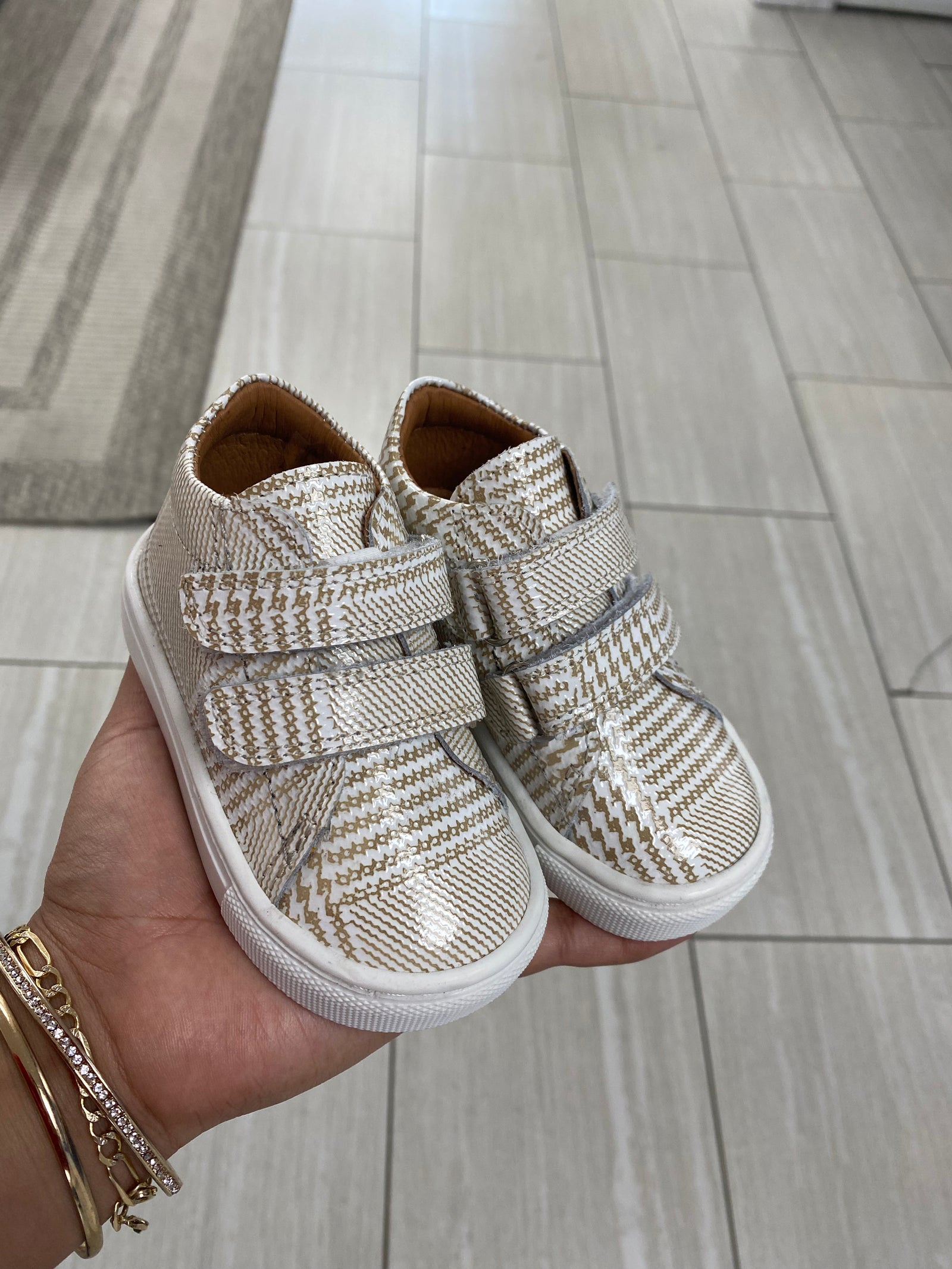 Atlanta Mocassin Beige Velcro Baby Sneaker-Tassel Children Shoes