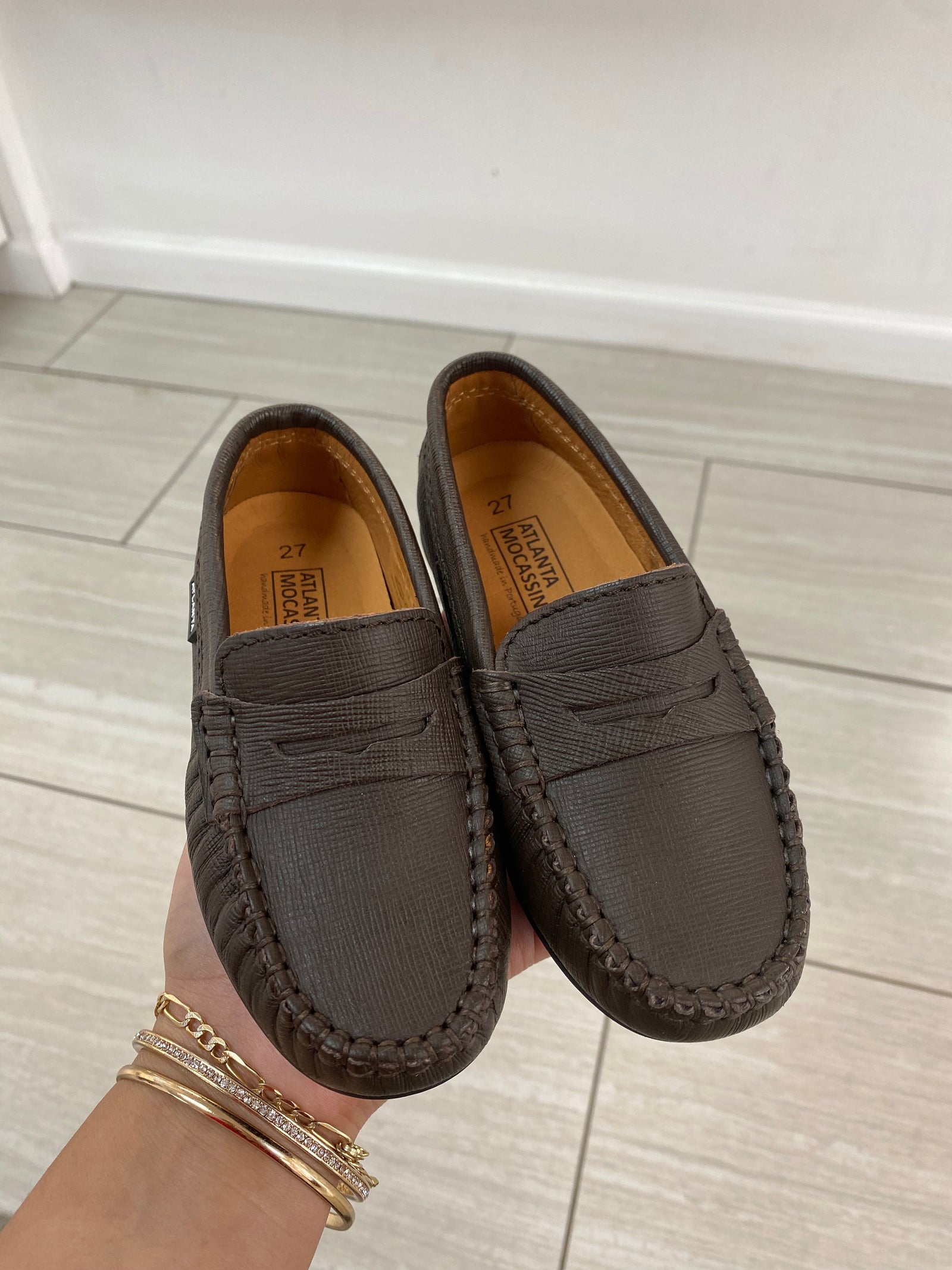 Atlanta Mocassin Dark Brown Textured Loafer-Tassel Children Shoes