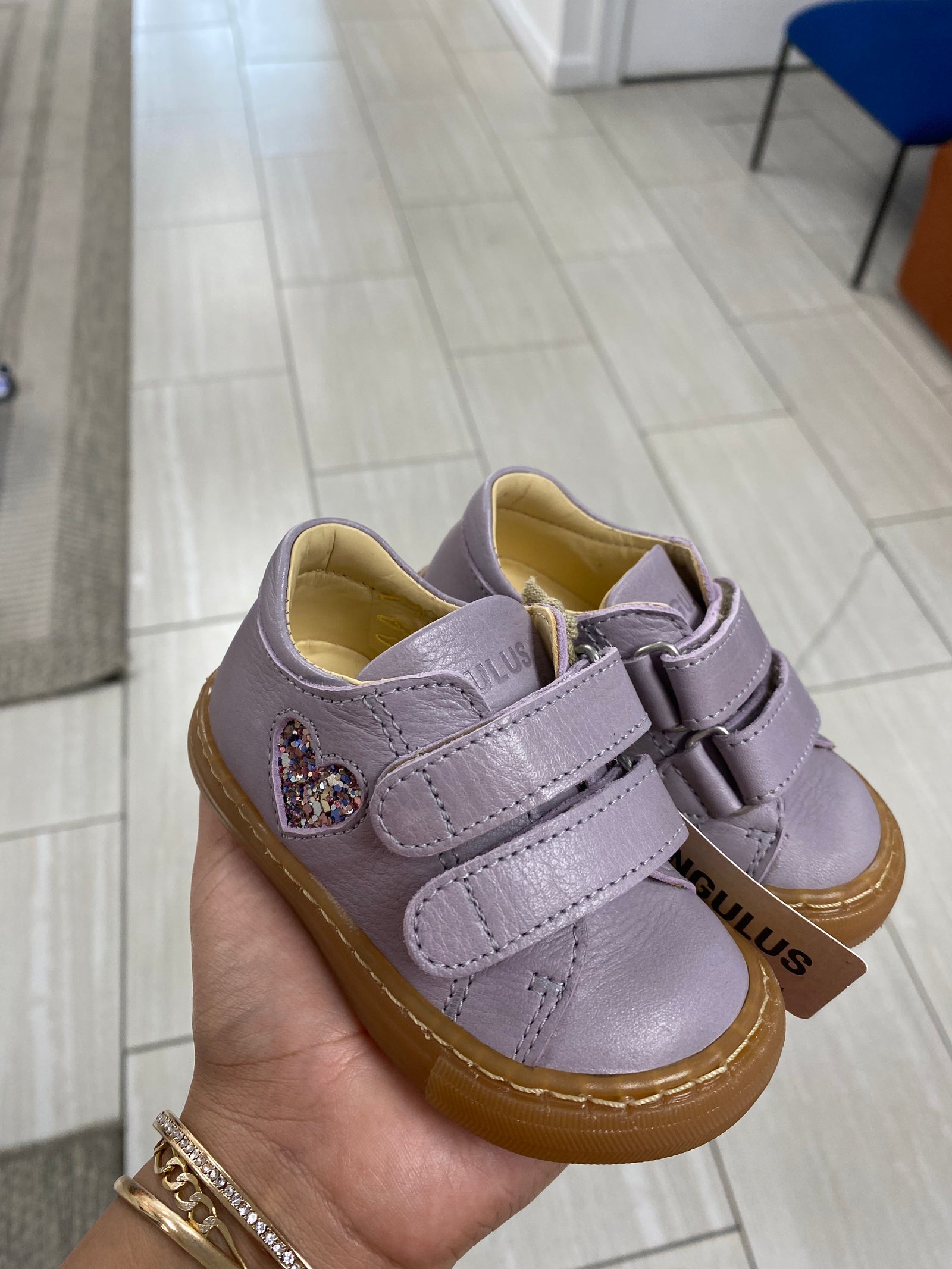 Angulus Lilac Heart Velcro Baby Sneaker-Tassel Children Shoes