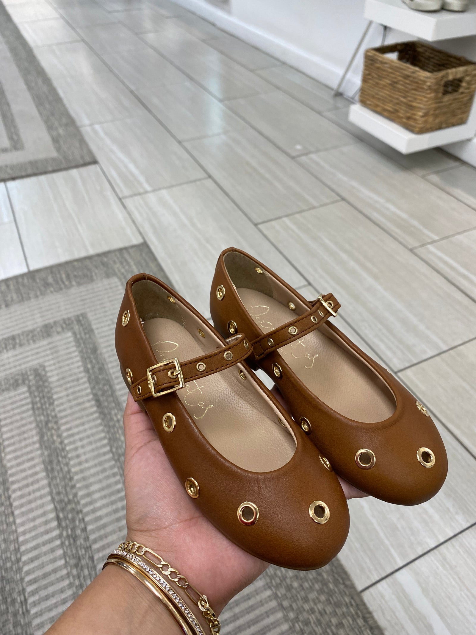 Papanatas Luggage Leather Embellished Mary Jane-Tassel Children Shoes