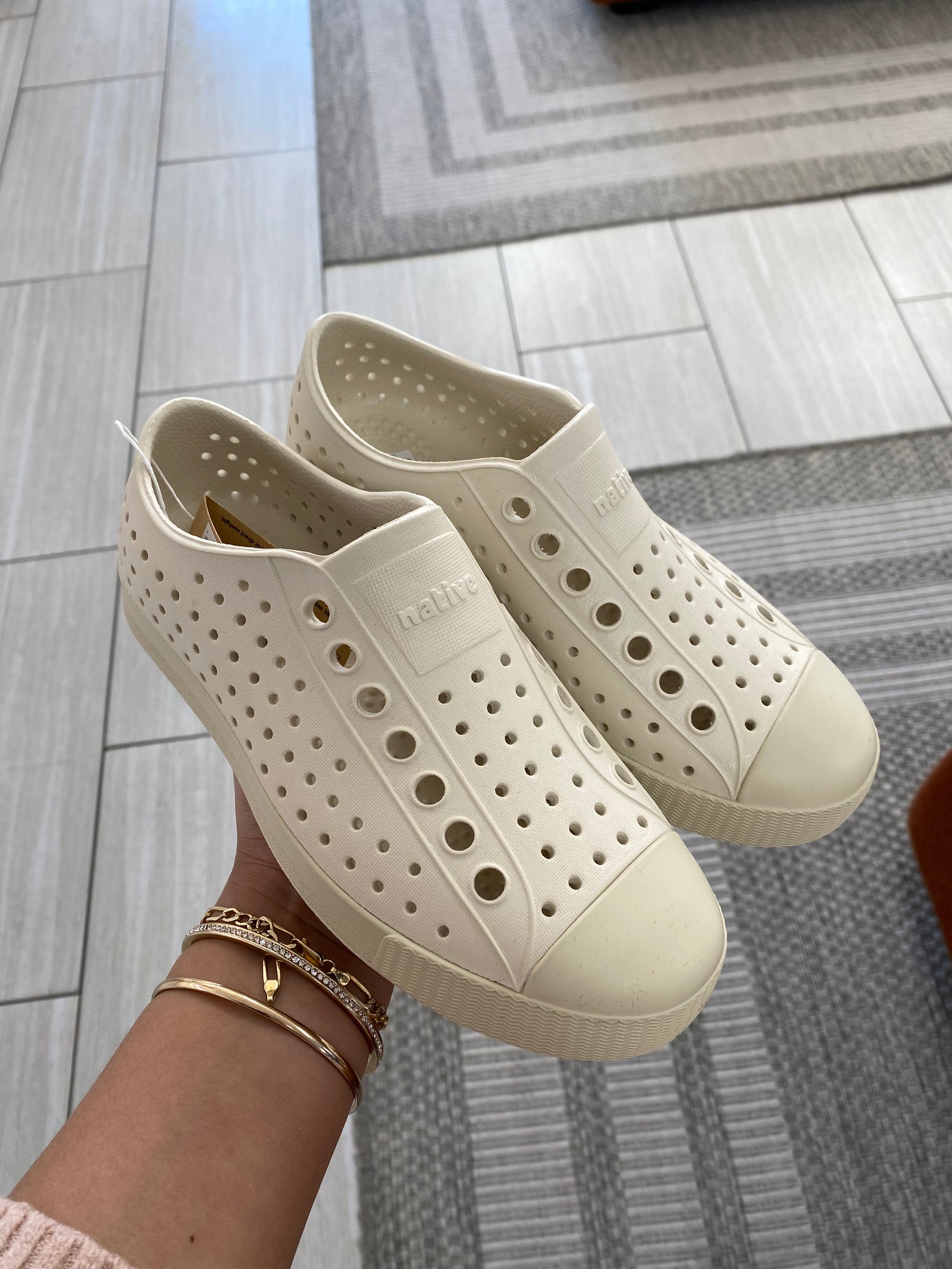 Native Jefferson Bone White-Tassel Children Shoes