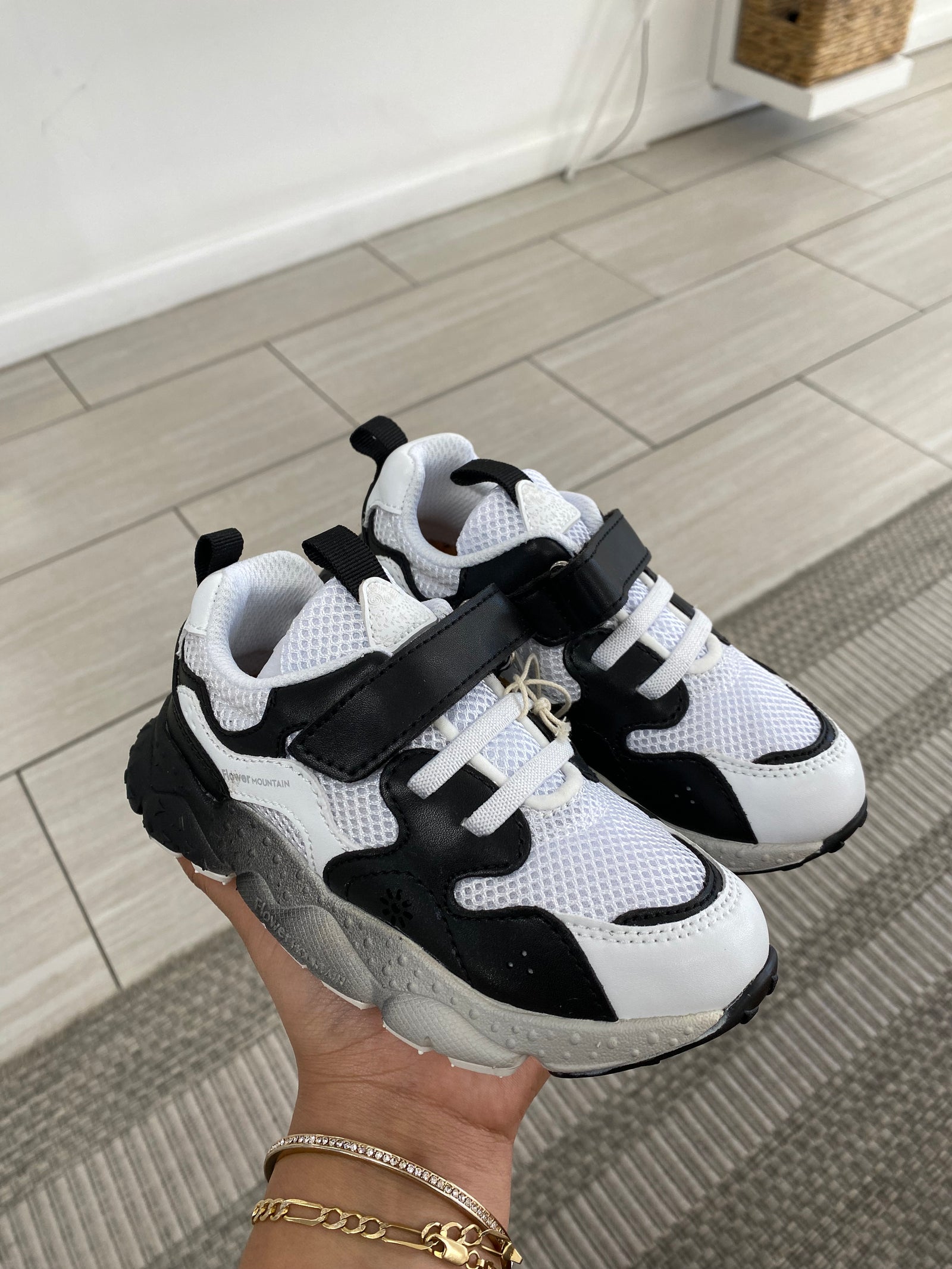 Flower Mountain x Naturino Black and White Sneaker-Tassel Children Shoes