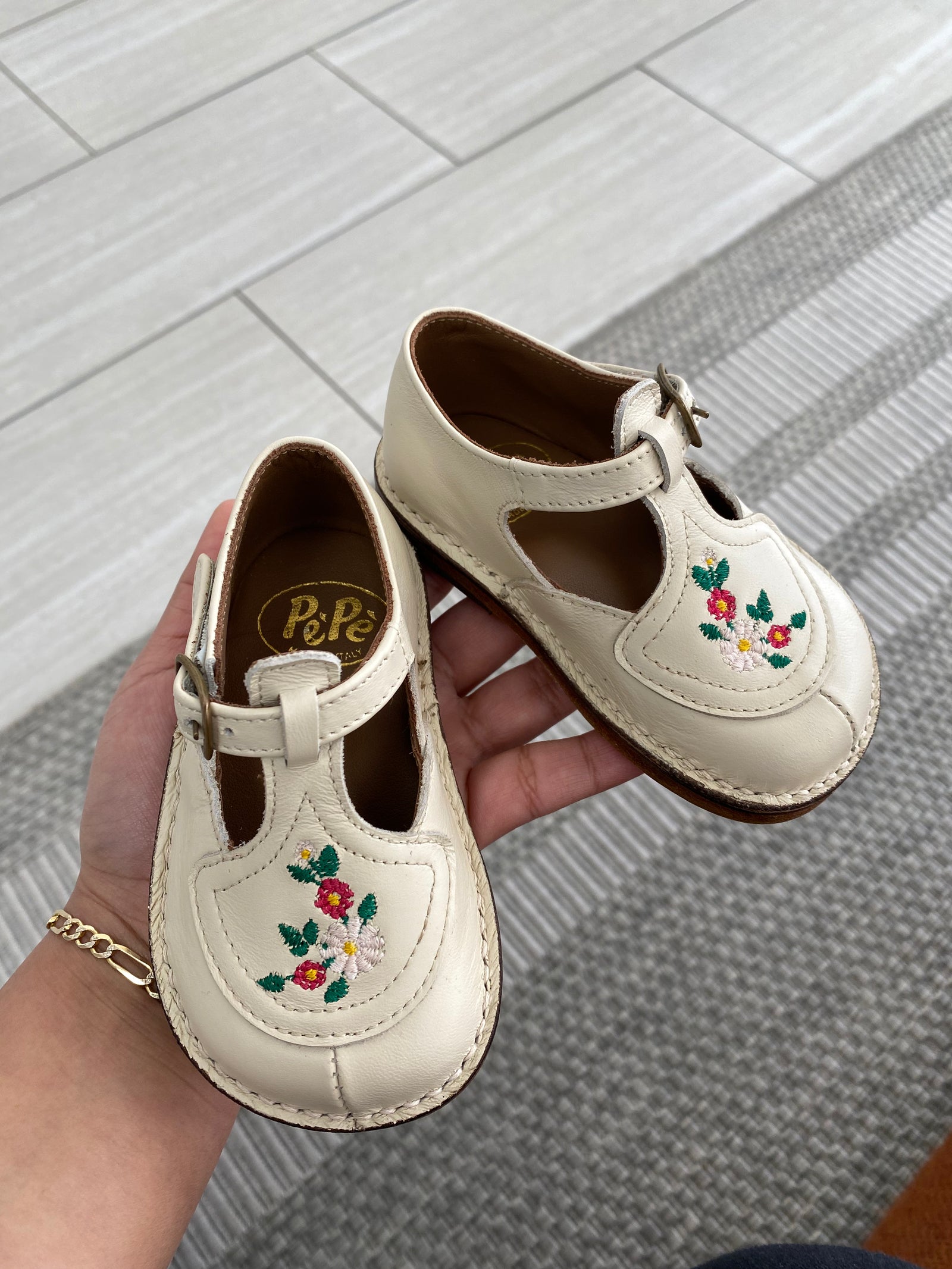 Pepe Milk Flower Vintage T Strap Loafer-Tassel Children Shoes