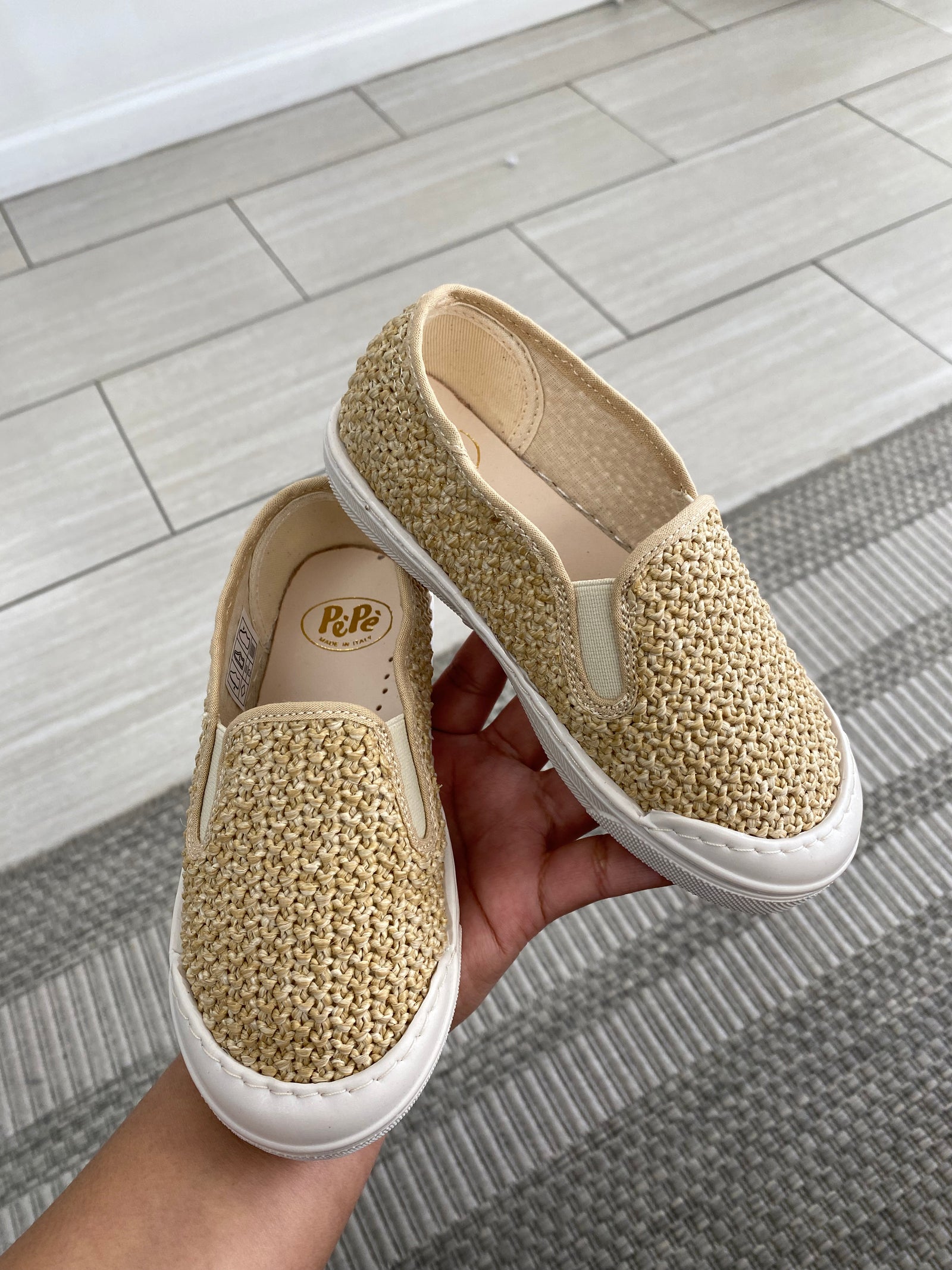 Pepe Tan Crochet Slip On Loafer-Tassel Children Shoes