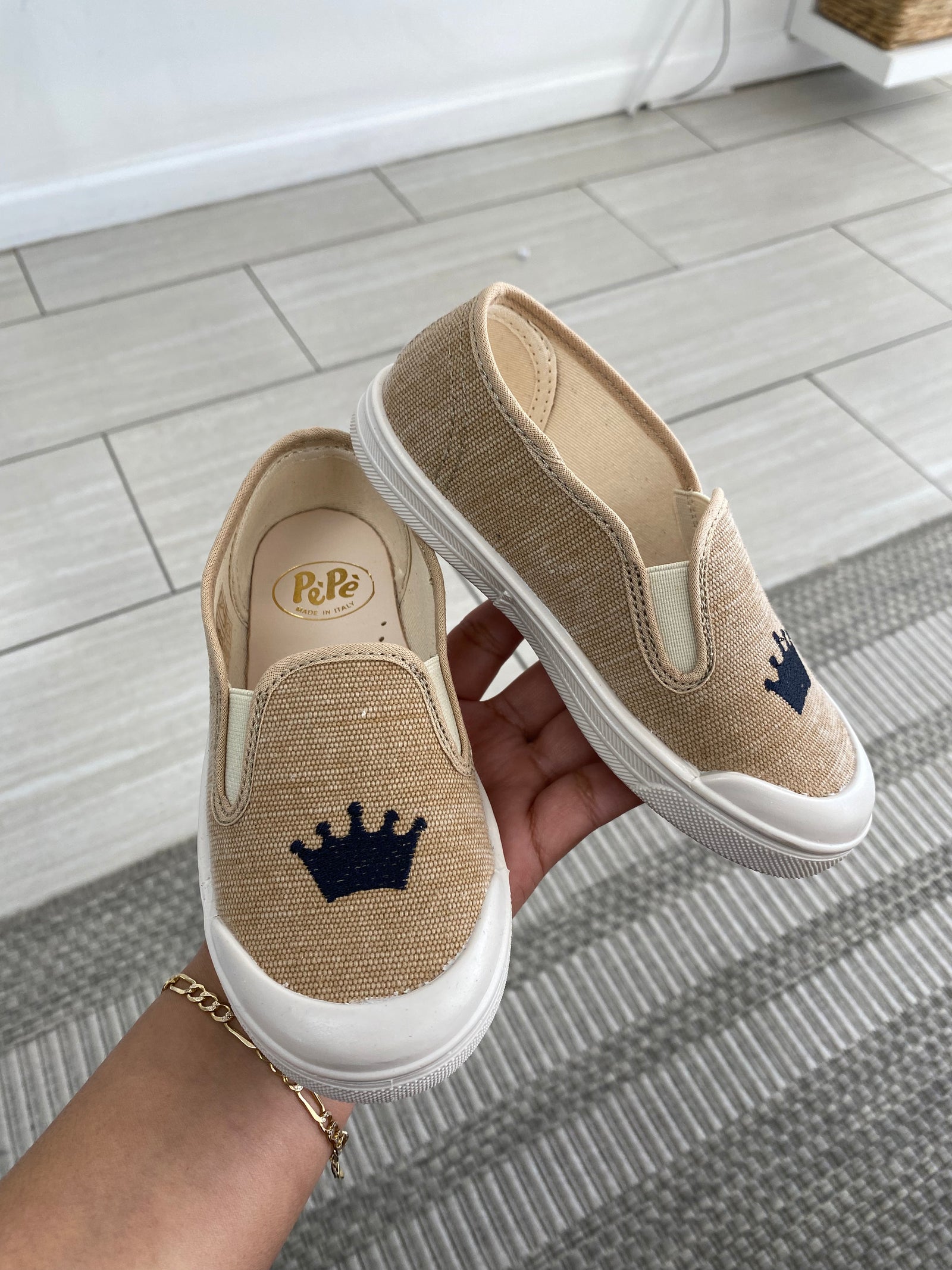 Pepe Sanda Linen Crown Slip On Shoe-Tassel Children Shoes