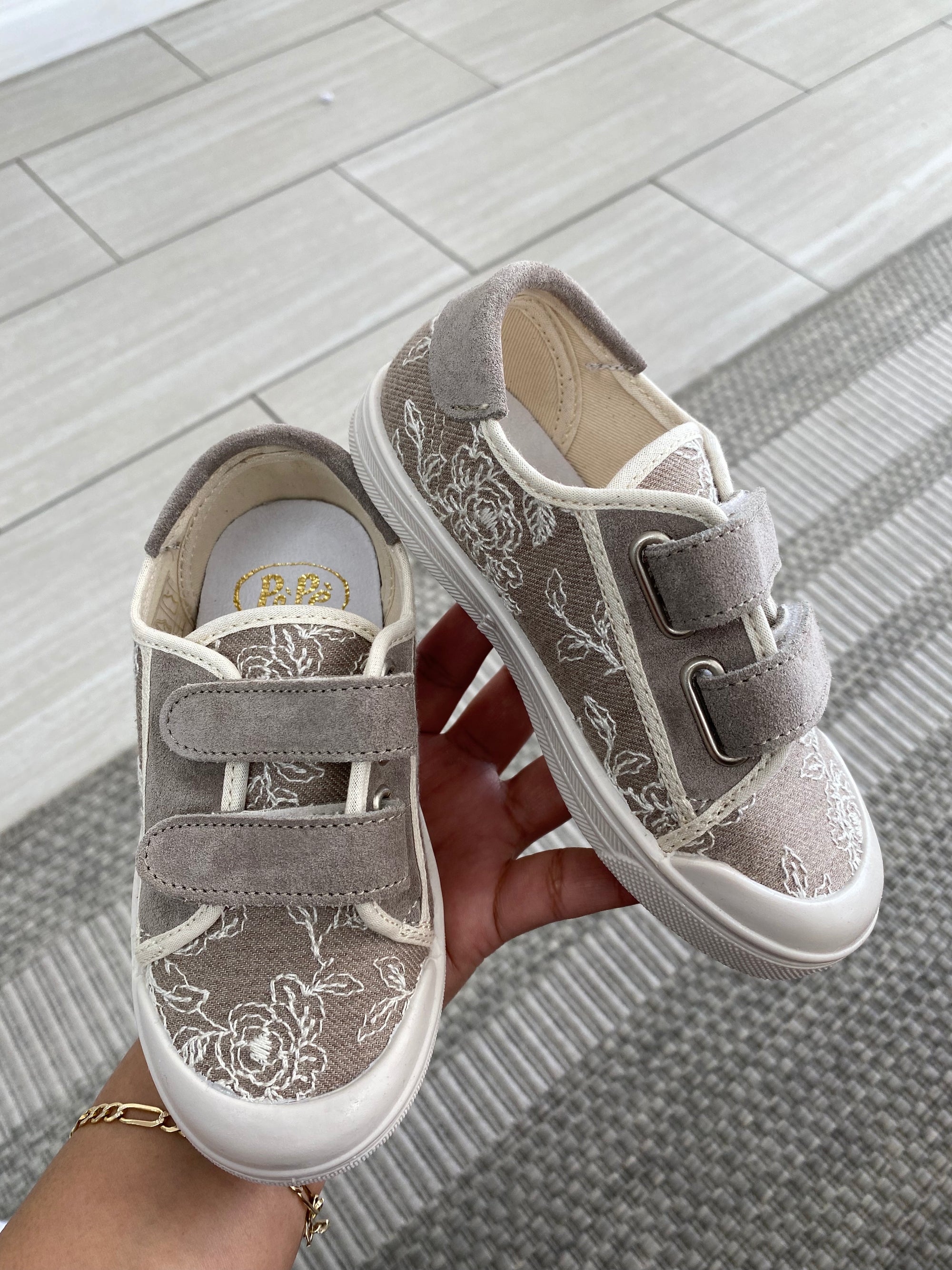 Pepe Tan Embroidered Velcro Sneaker-Tassel Children Shoes