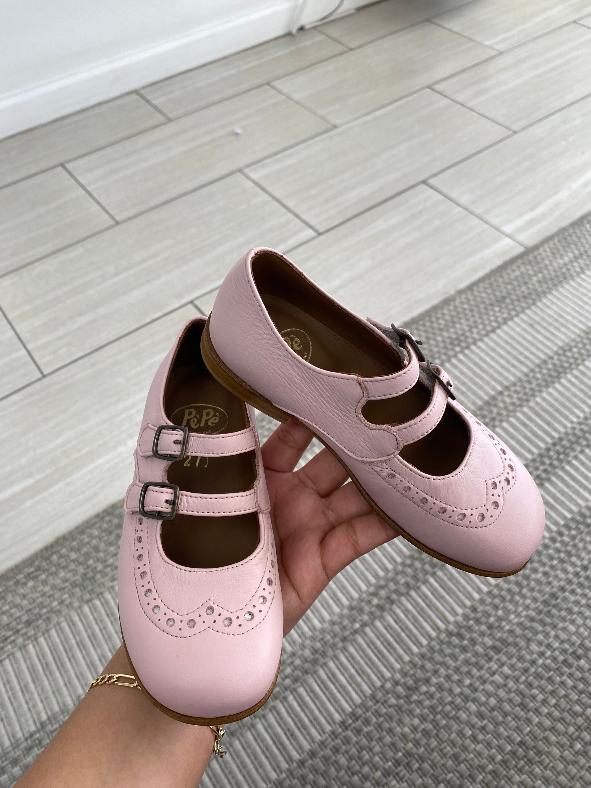 Pepe Rose Wingtip Double Strap Mary Jane-Tassel Children Shoes