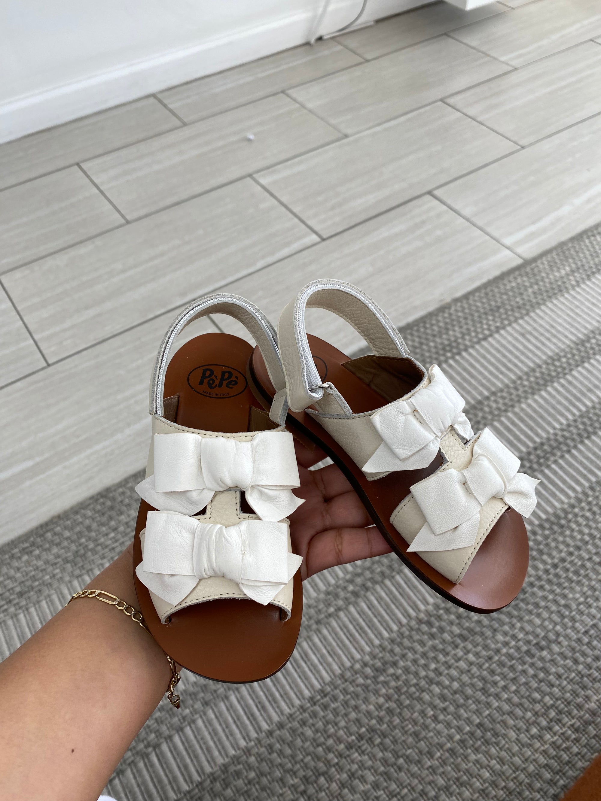 Pepe Vanilla Double Bow Sandal-Tassel Children Shoes