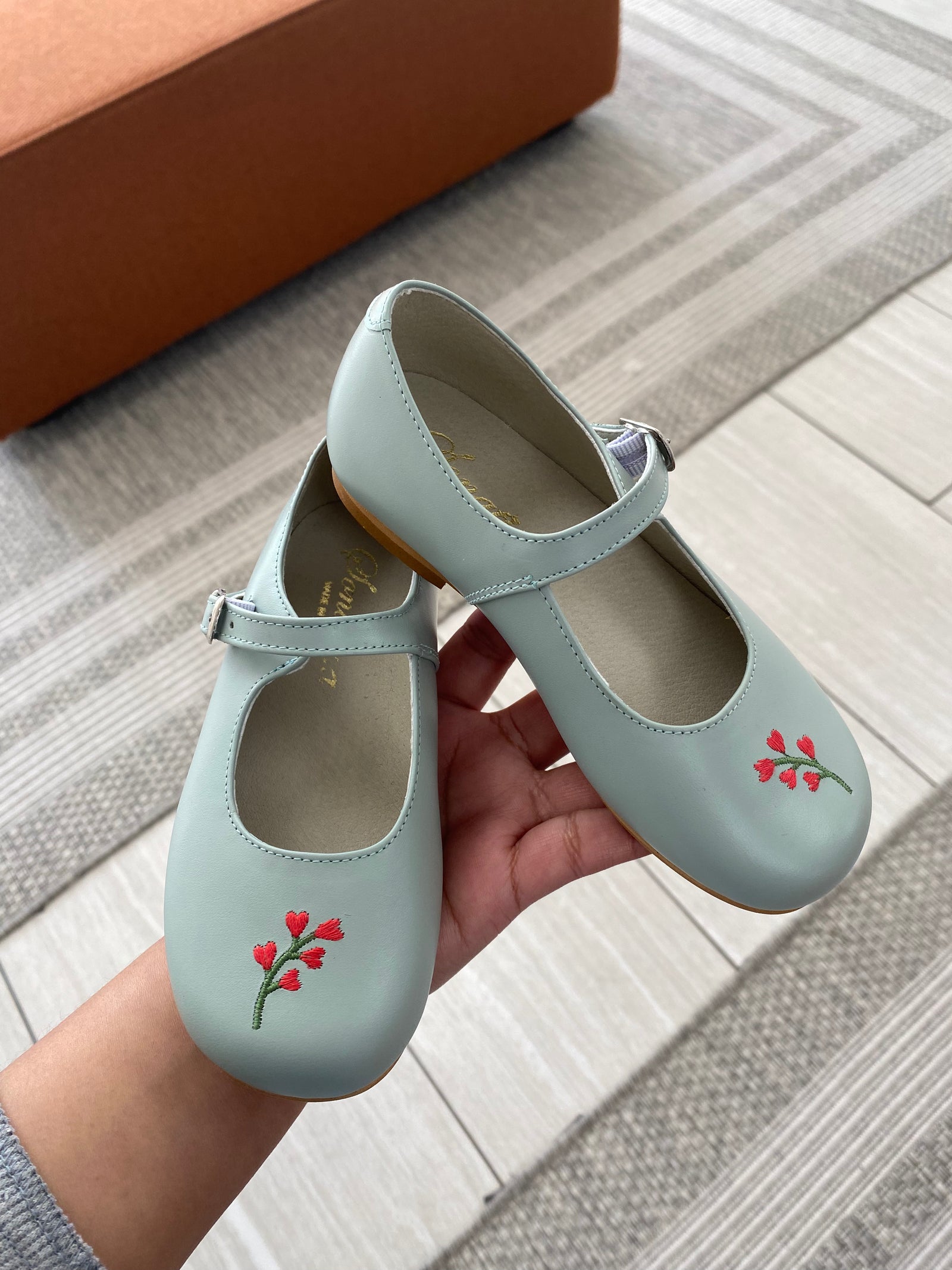 Sonatina Mint Embroidered Mary Jane-Tassel Children Shoes