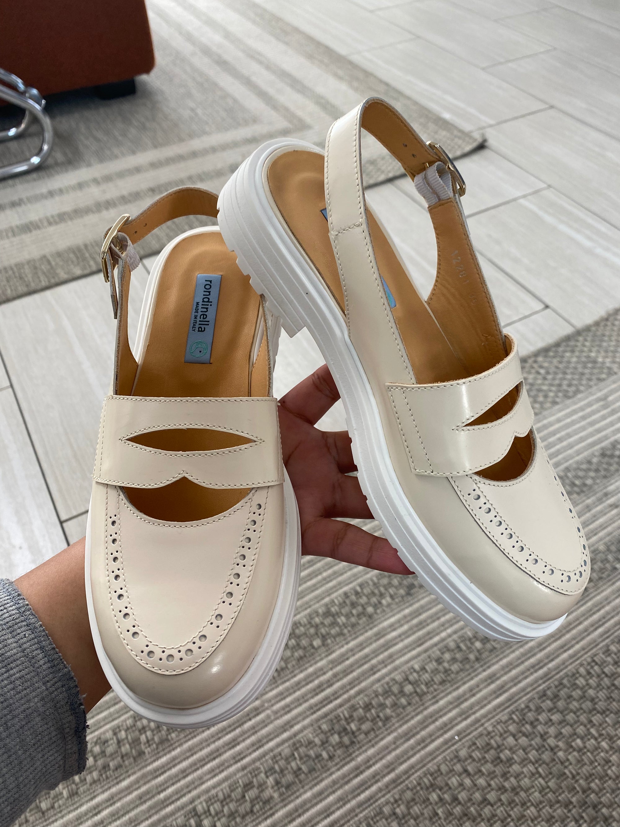Rondinella Cream Florentic Loafer Mule-Tassel Children Shoes
