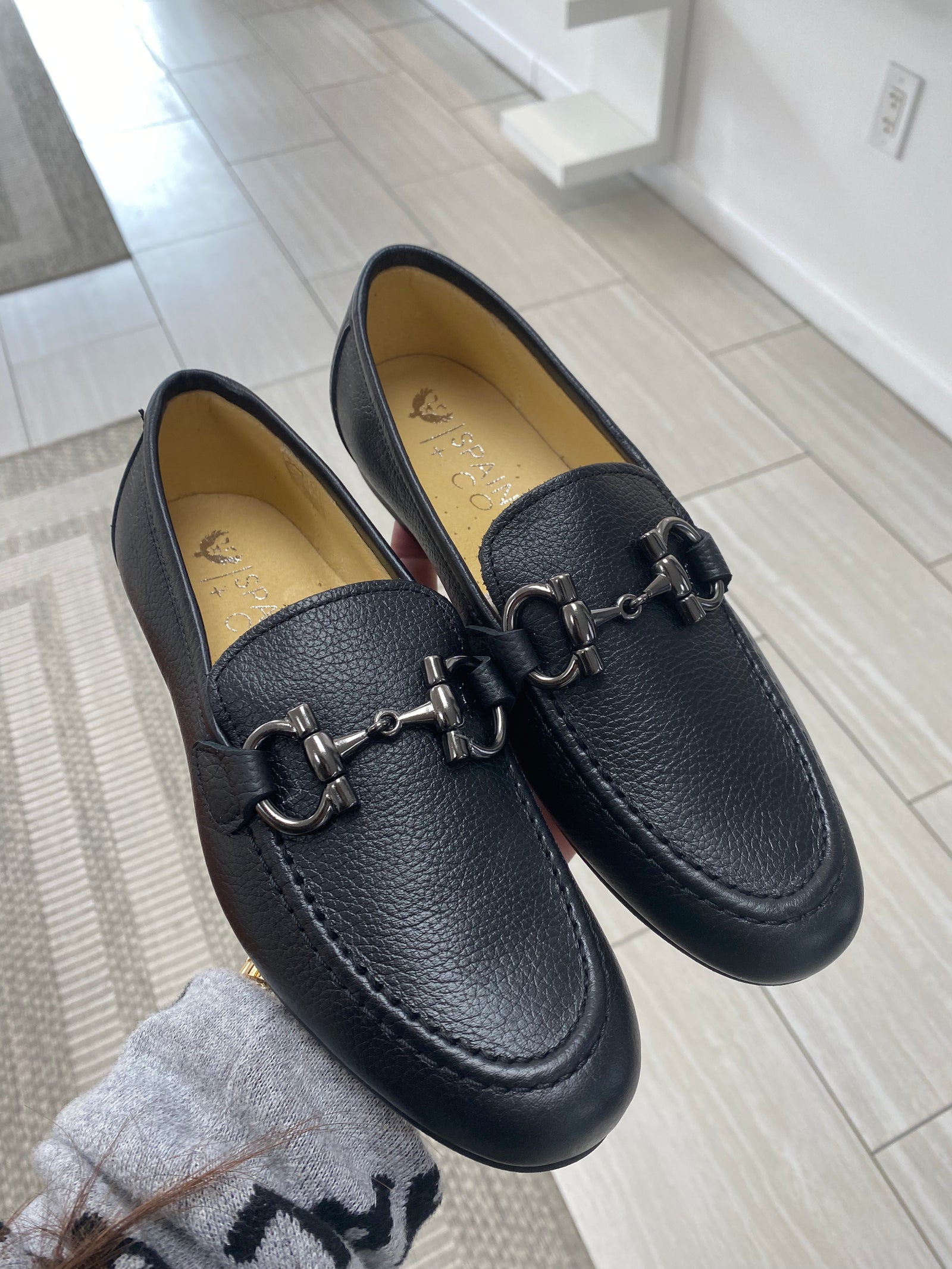 Spain+Co Black Pebbled Leather Buckle Dress Shoe-Tassel Children Shoes