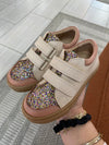Petit Nord Cream Sparkle Velcro Sneaker-Tassel Children Shoes