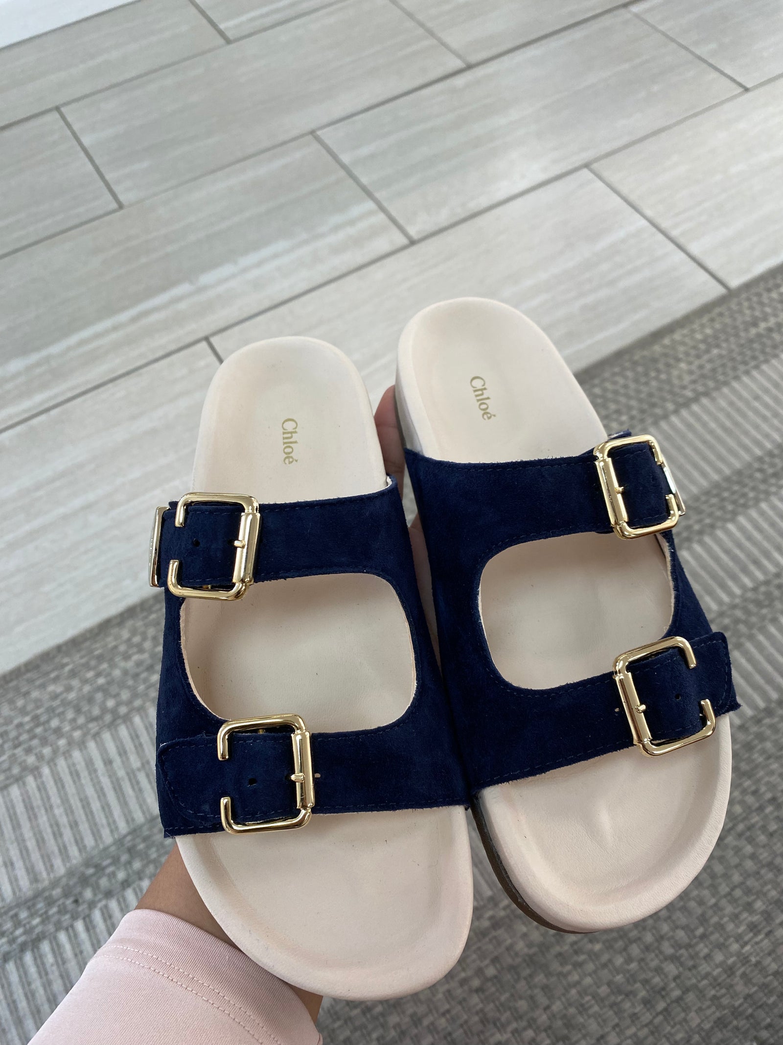 Chloe Navy Strap Slide-Tassel Children Shoes