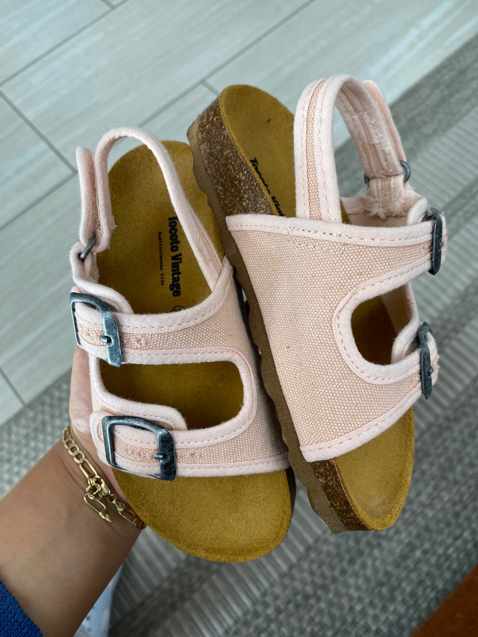 Tocoto Pink Terry Slide-Tassel Children Shoes