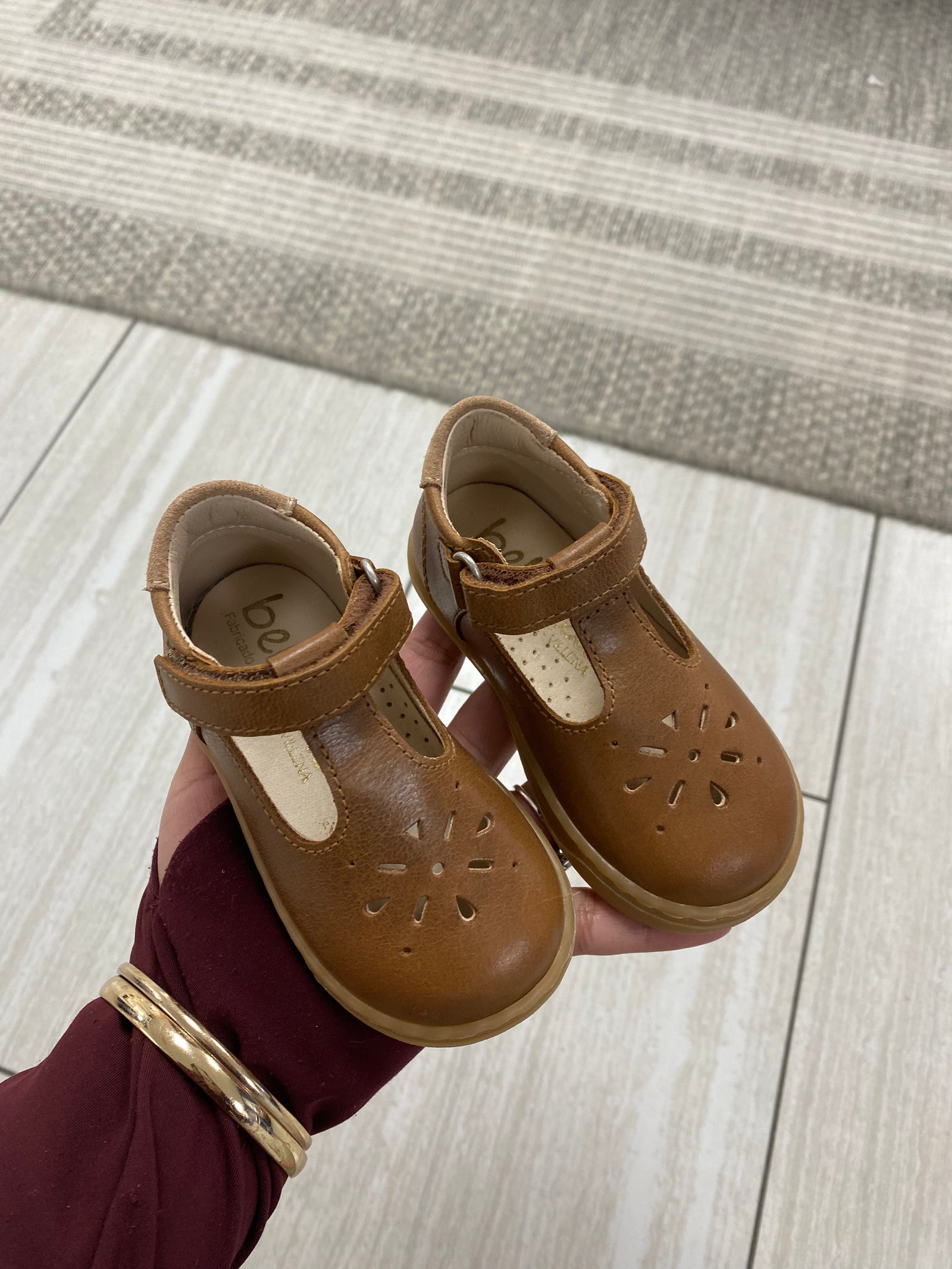 Beberlis Brown T Strap Baby Sneaker-Tassel Children Shoes