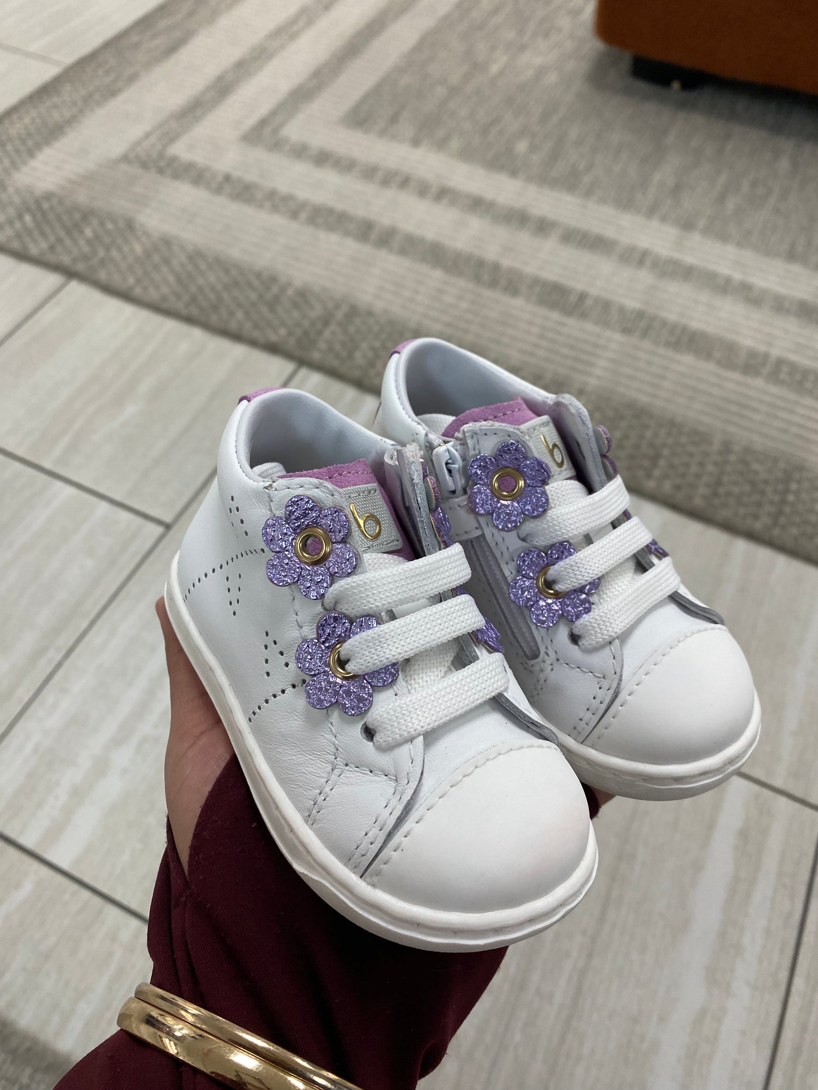 Beberlis White Daisy Baby Sneaker-Tassel Children Shoes