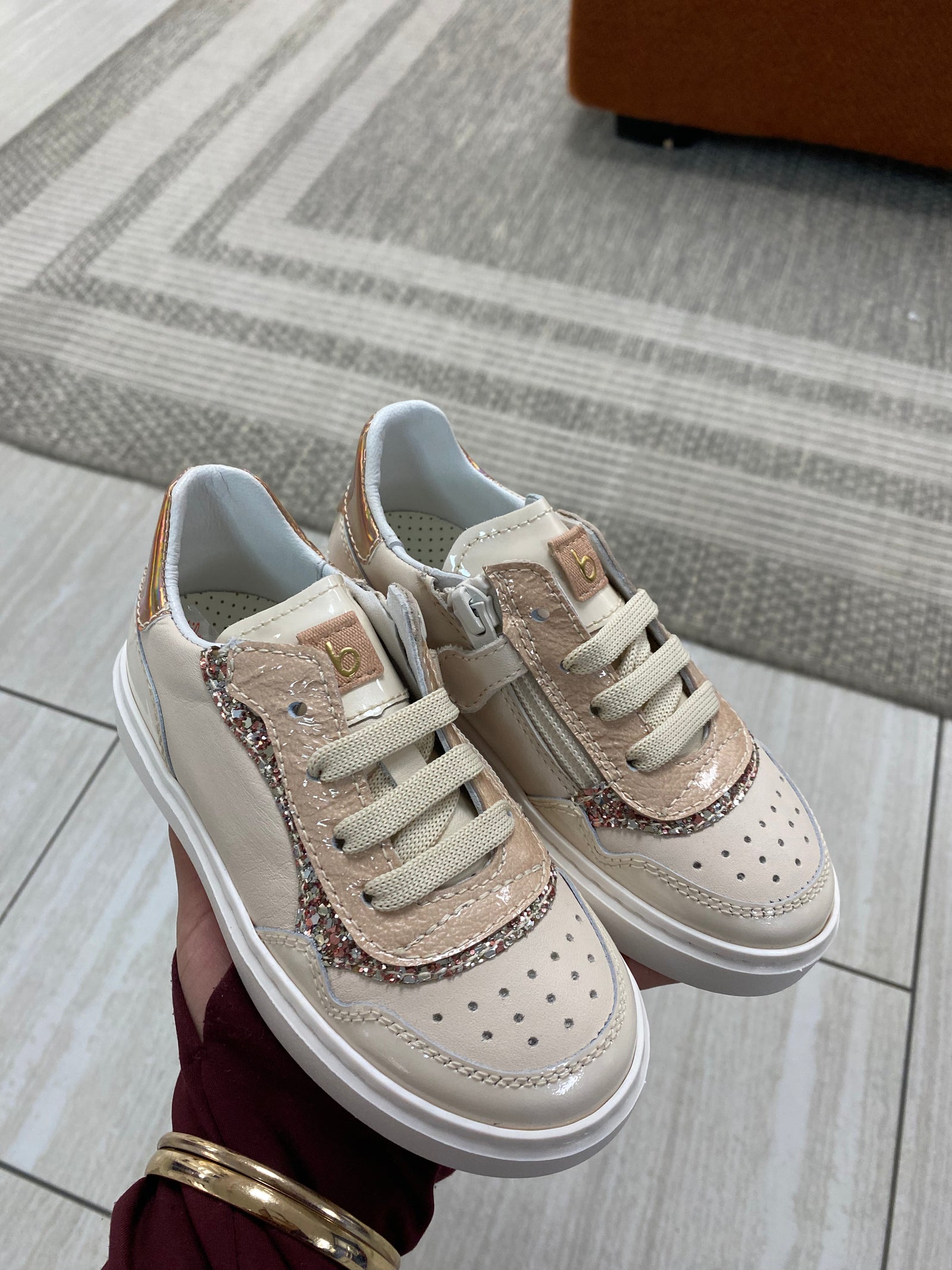 Beberlis Patent Glitter Lace Sneaker-Tassel Children Shoes