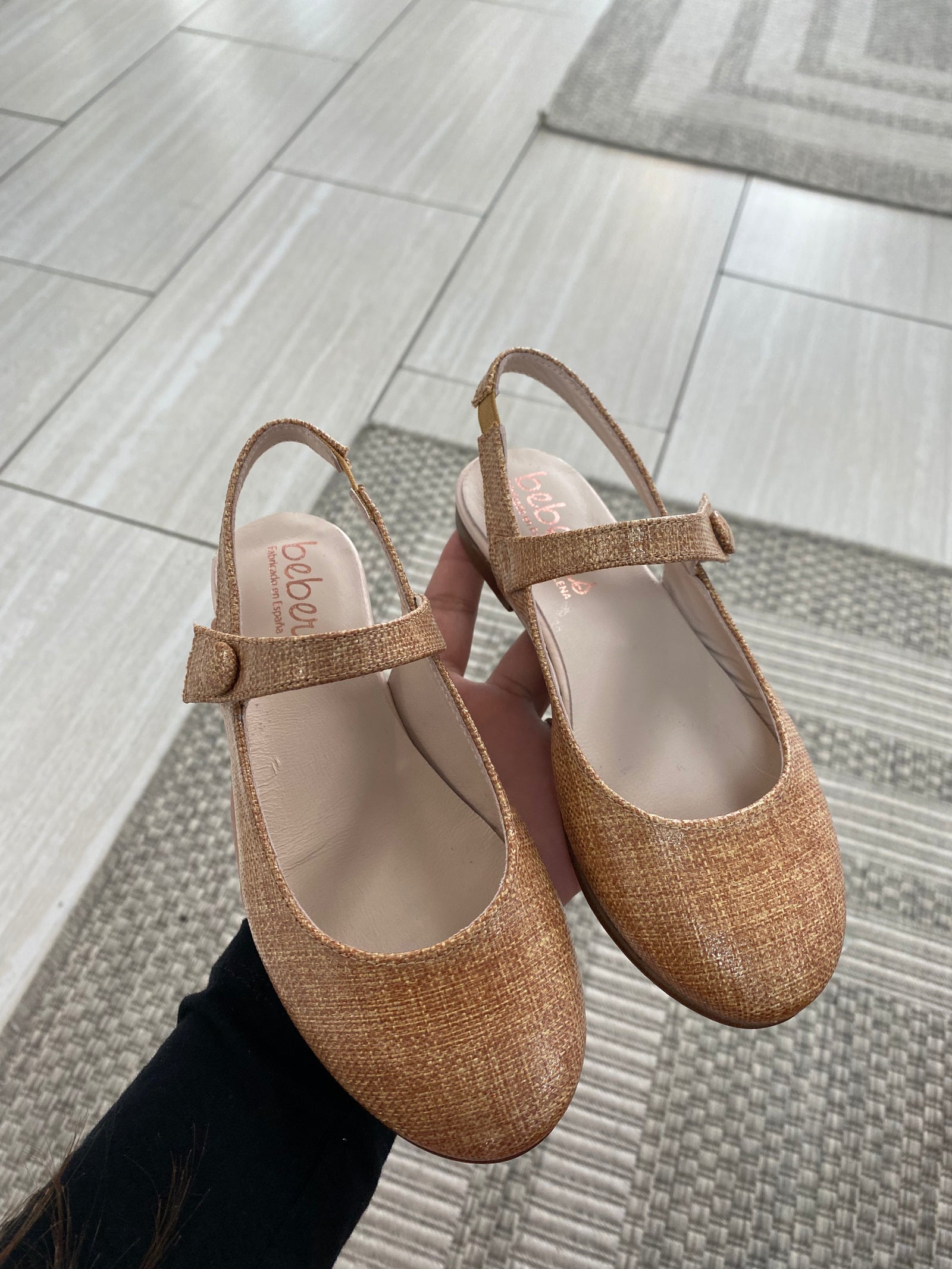 Beberlis Brown Textured OpenBack Mary Jane-Tassel Children Shoes