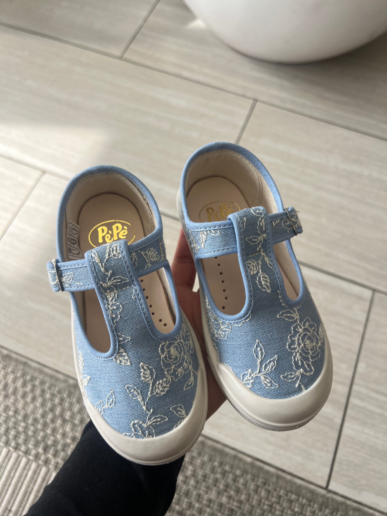 Pepe Celeste Embroidered T Strap Sneaker-Tassel Children Shoes