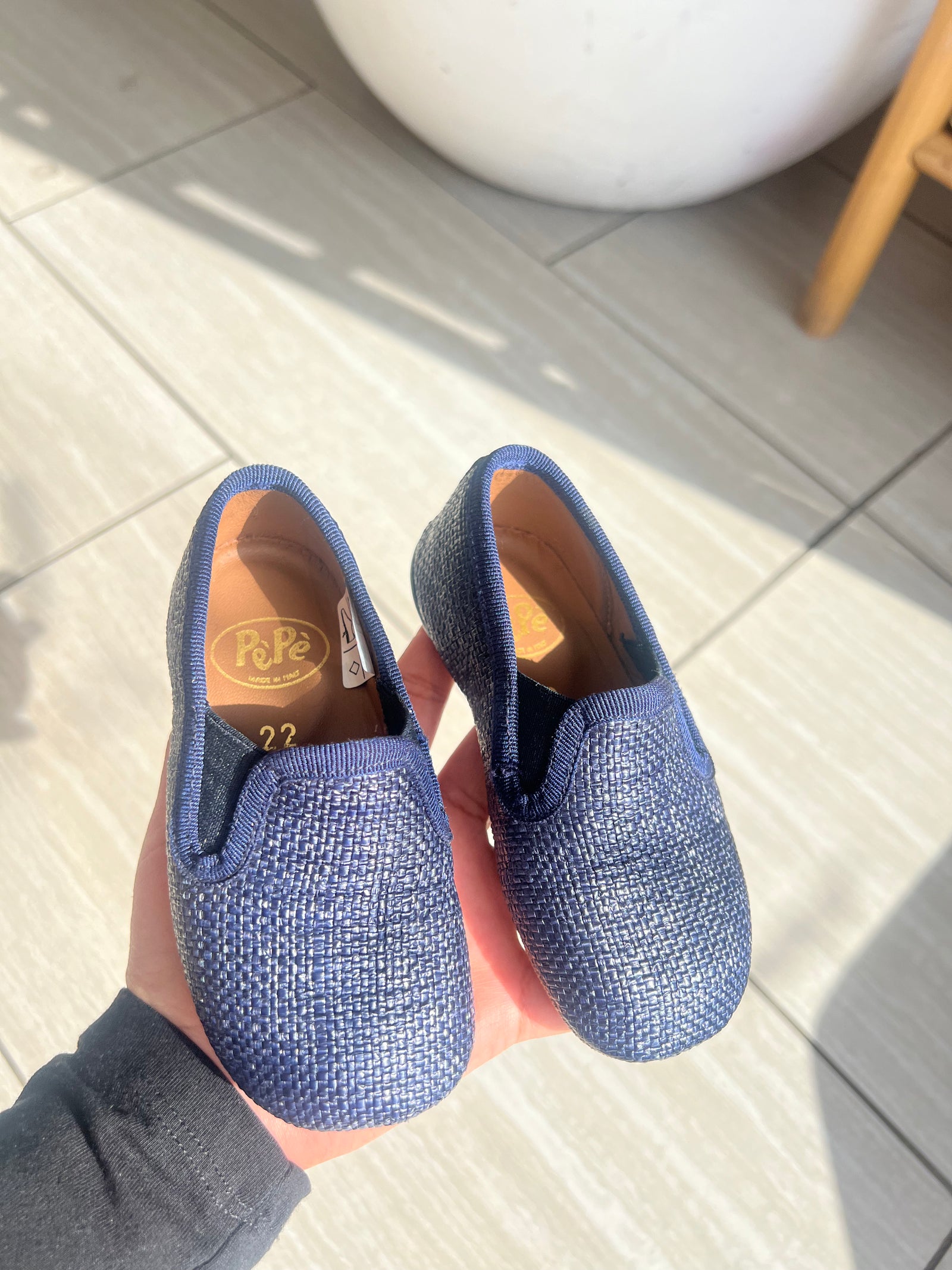 Pepe Navy Wicker Slipper Loafer-Tassel Children Shoes
