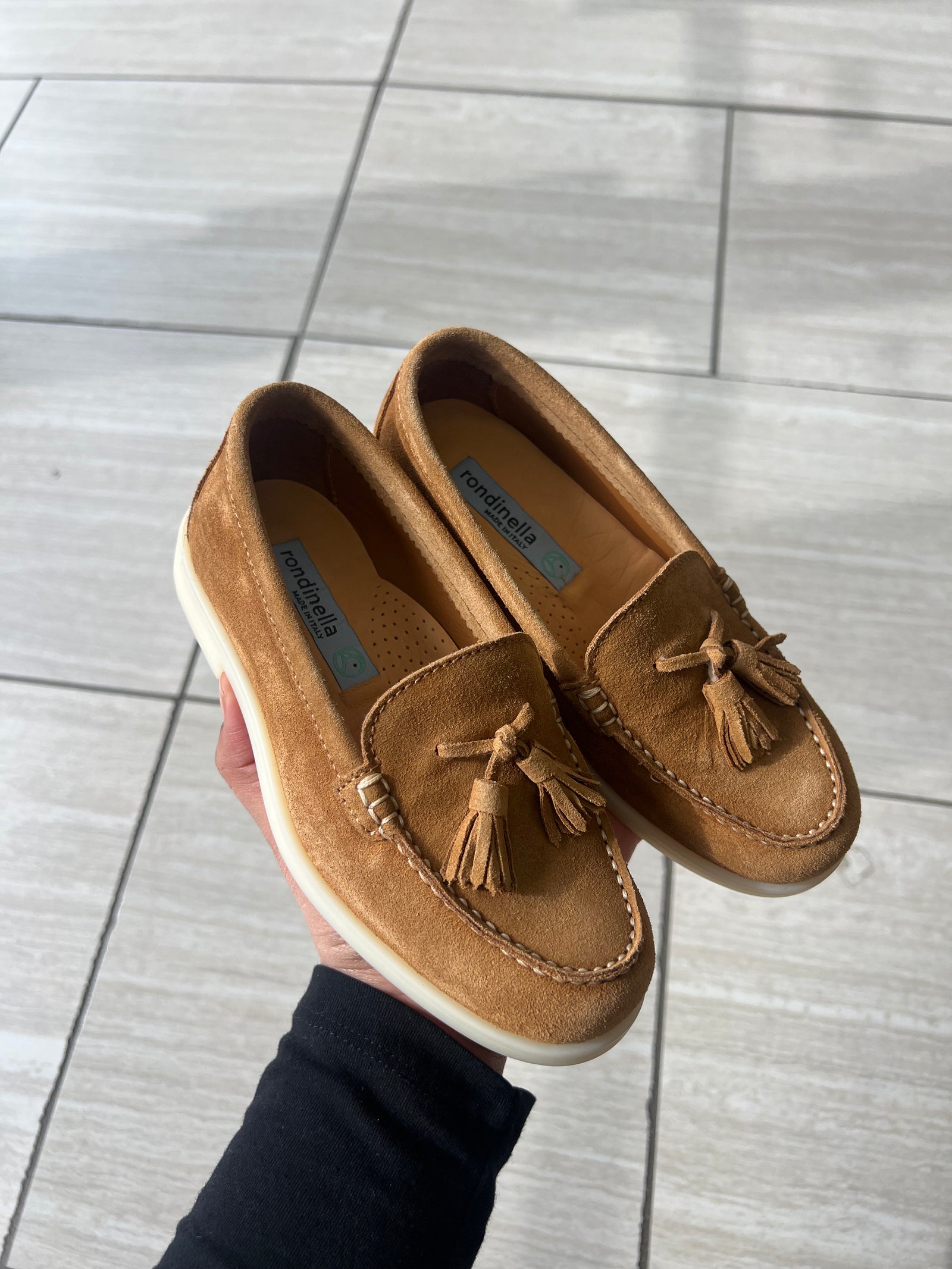 Rondinella Cognac Suede Tassel Loafer-Tassel Children Shoes