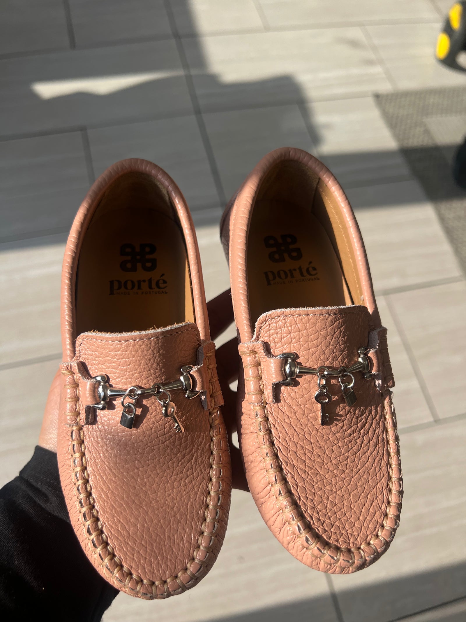 Porte Pebbled Pink Charms Loafer-Tassel Children Shoes