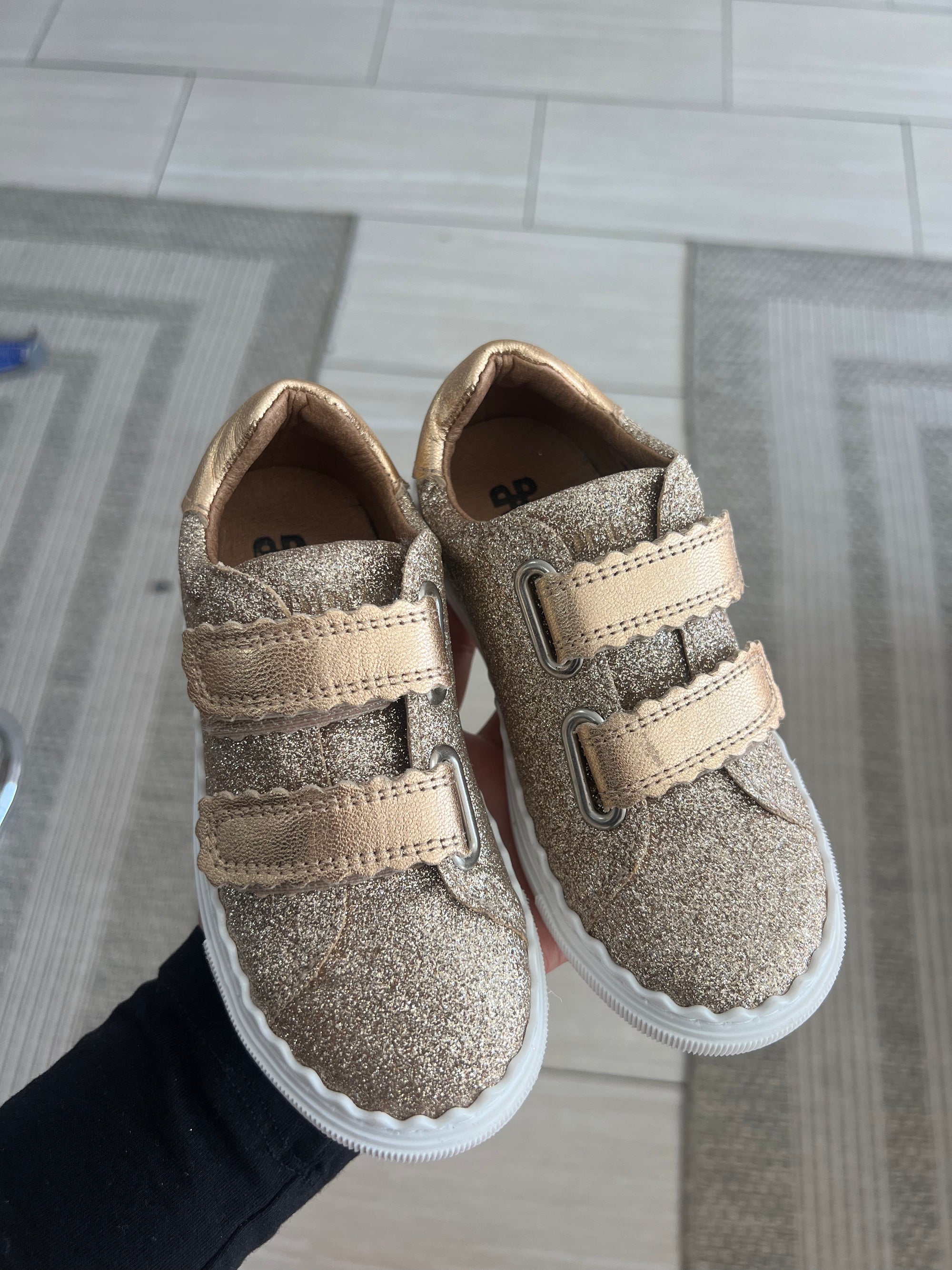 Porte Gold Glitter Velcro Sneaker-Tassel Children Shoes