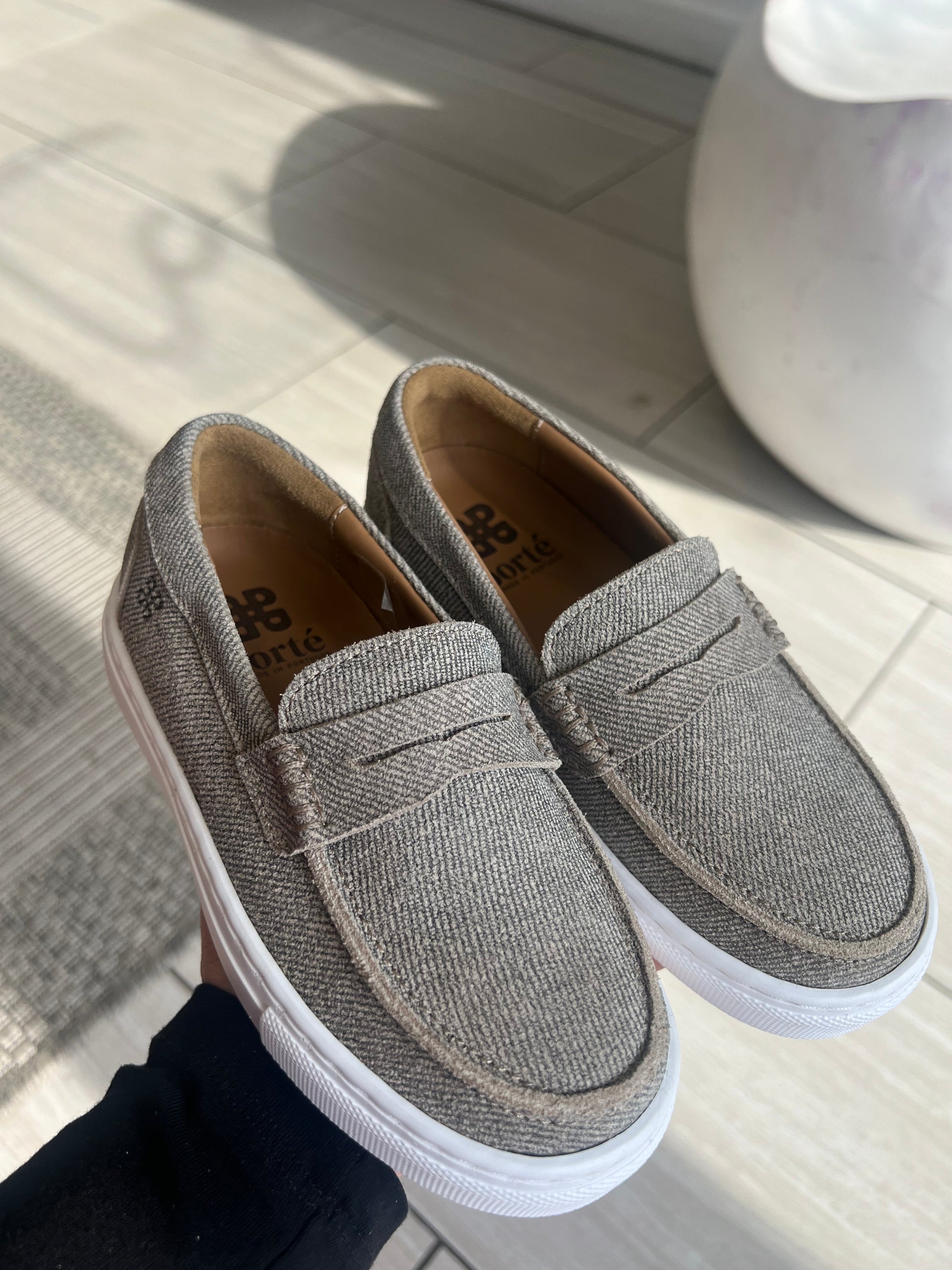 Porte Taupe Coated Penny Dress Sneaker-Tassel Children Shoes