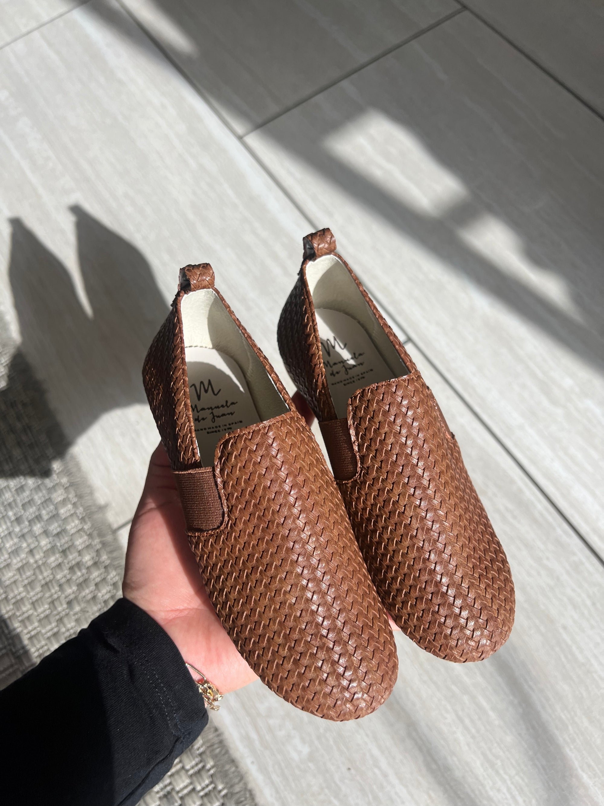 Manuela Luggage Weave Smoking Loafer-Tassel Children Shoes