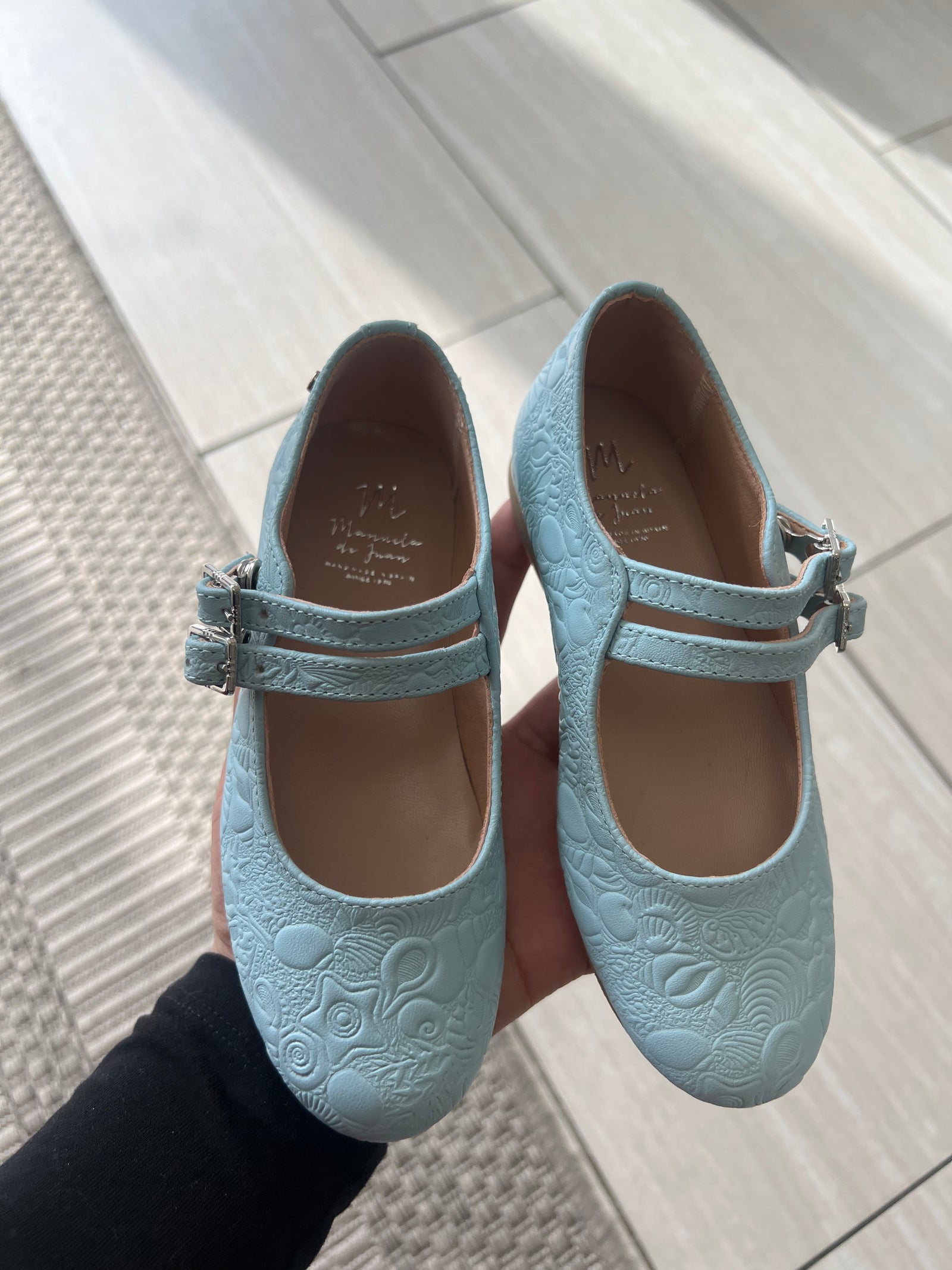 Manuela Sky Blue Double Strap Mary Jane-Tassel Children Shoes