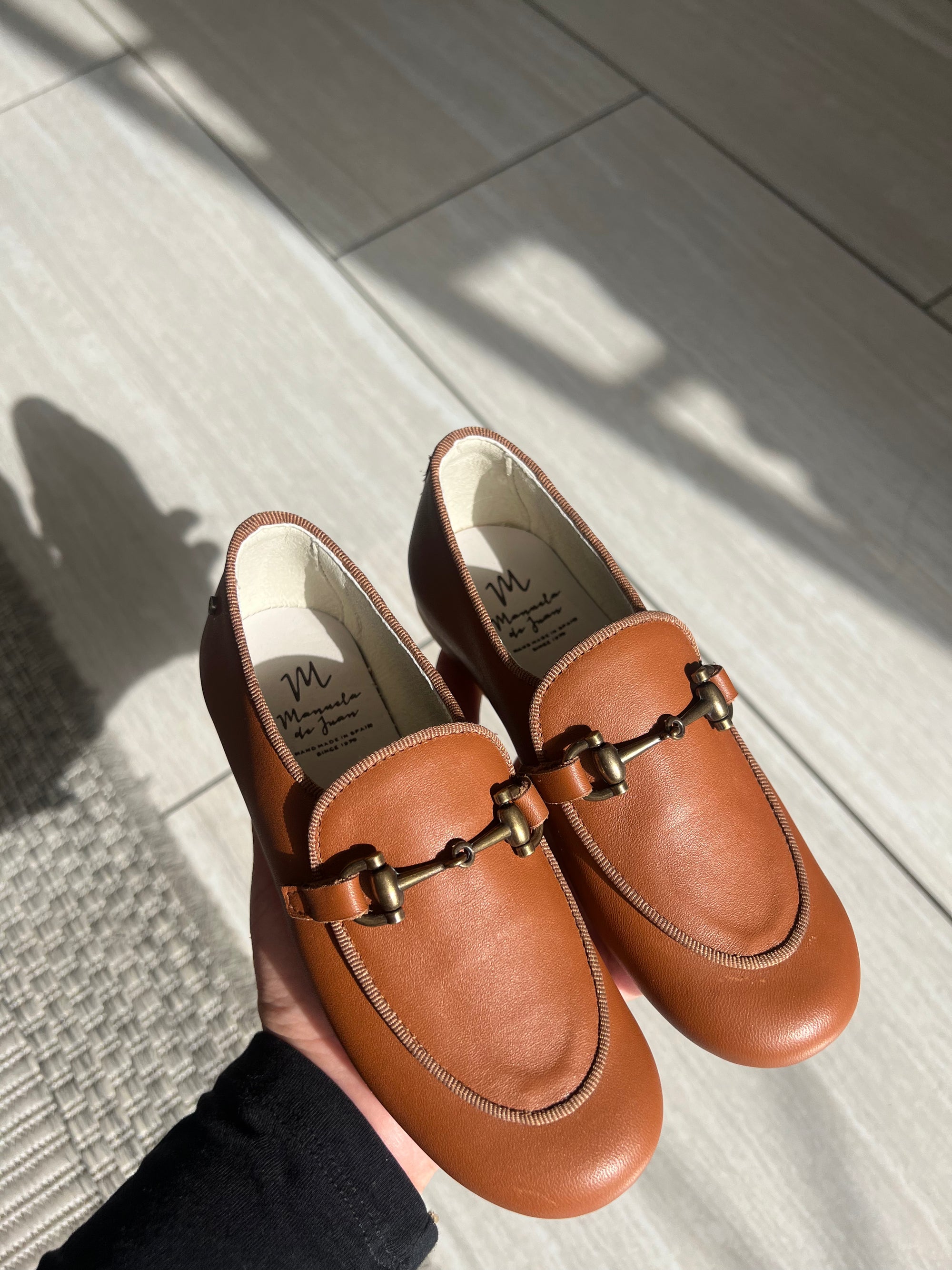 Manuela Brown Leather Buckle Loafer-Tassel Children Shoes