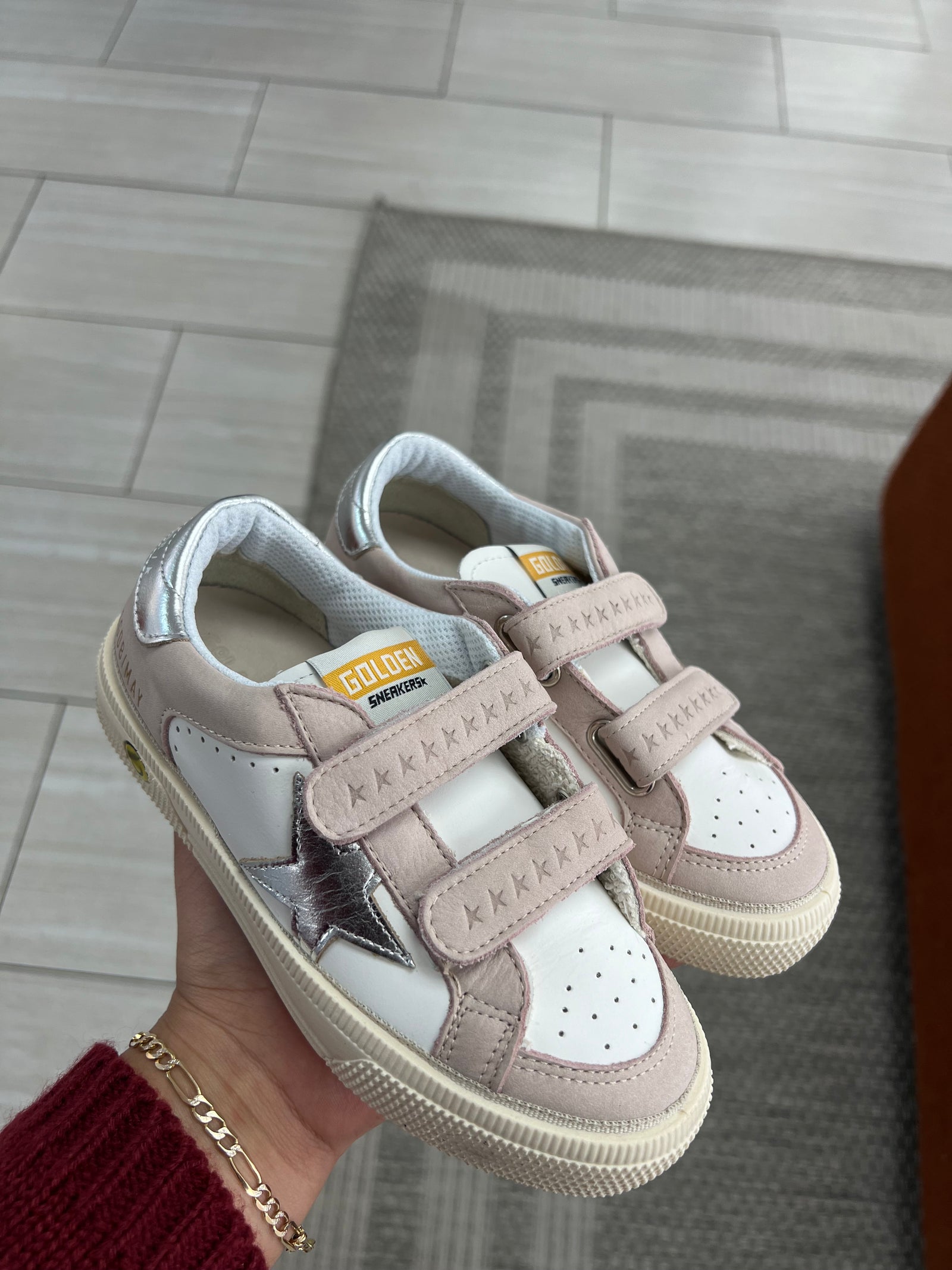 Golden Goose Pink Silver Star Sneaker-Tassel Children Shoes
