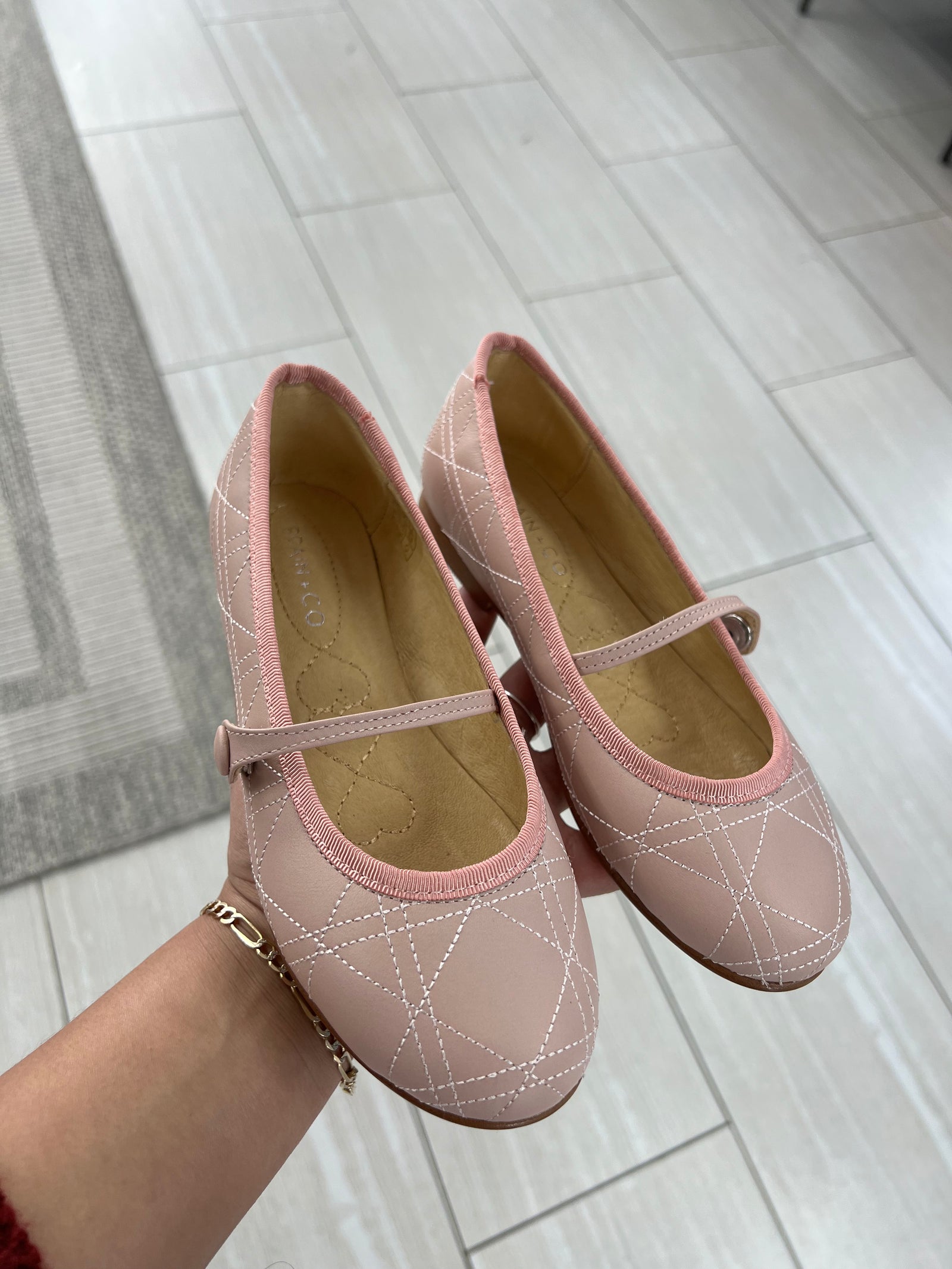 Spain+Co Rose Stitch Strap Flat-Tassel Children Shoes