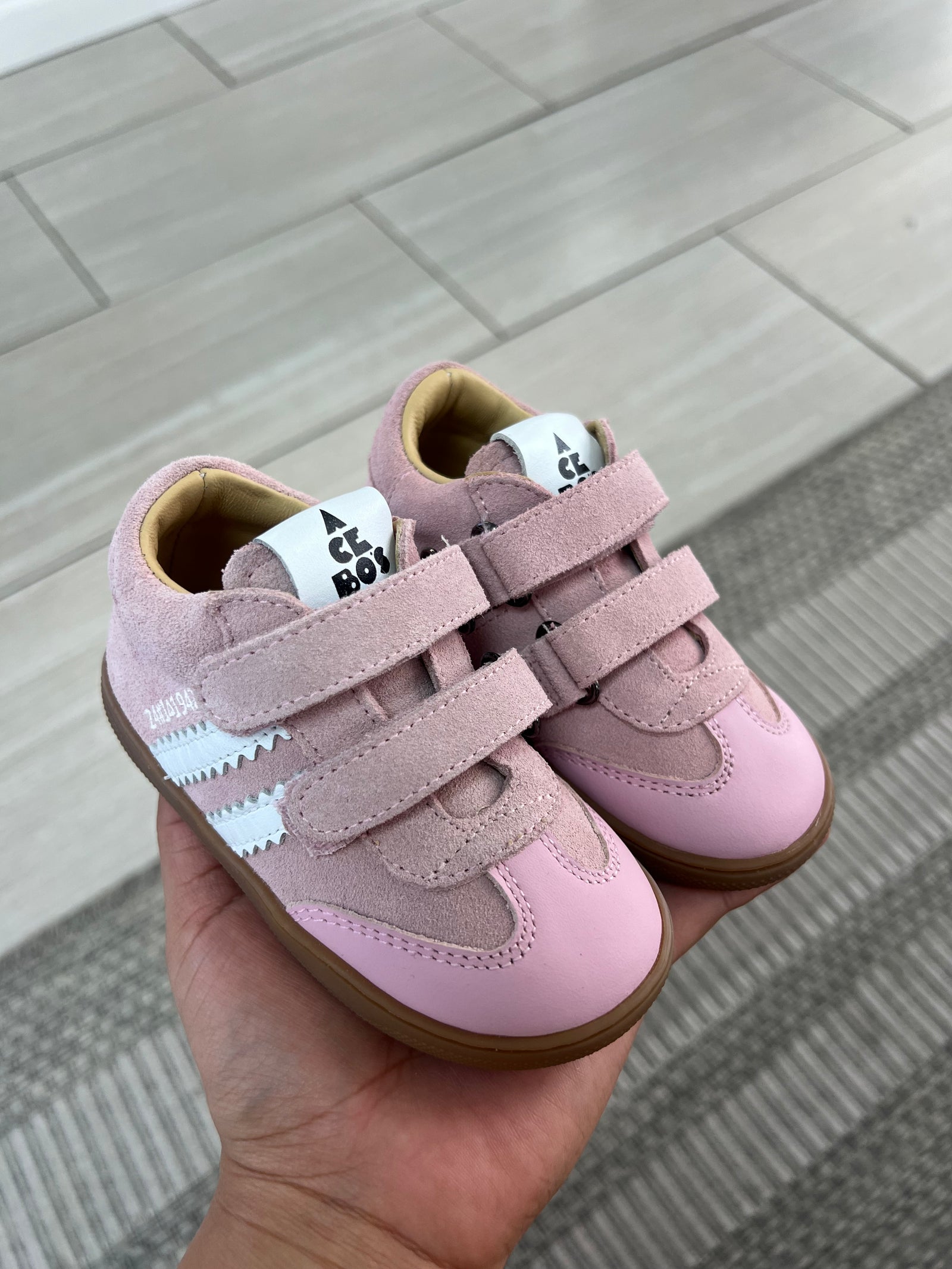 Acebos Pink Stripe Velcro Baby Sneaker-Tassel Children Shoes