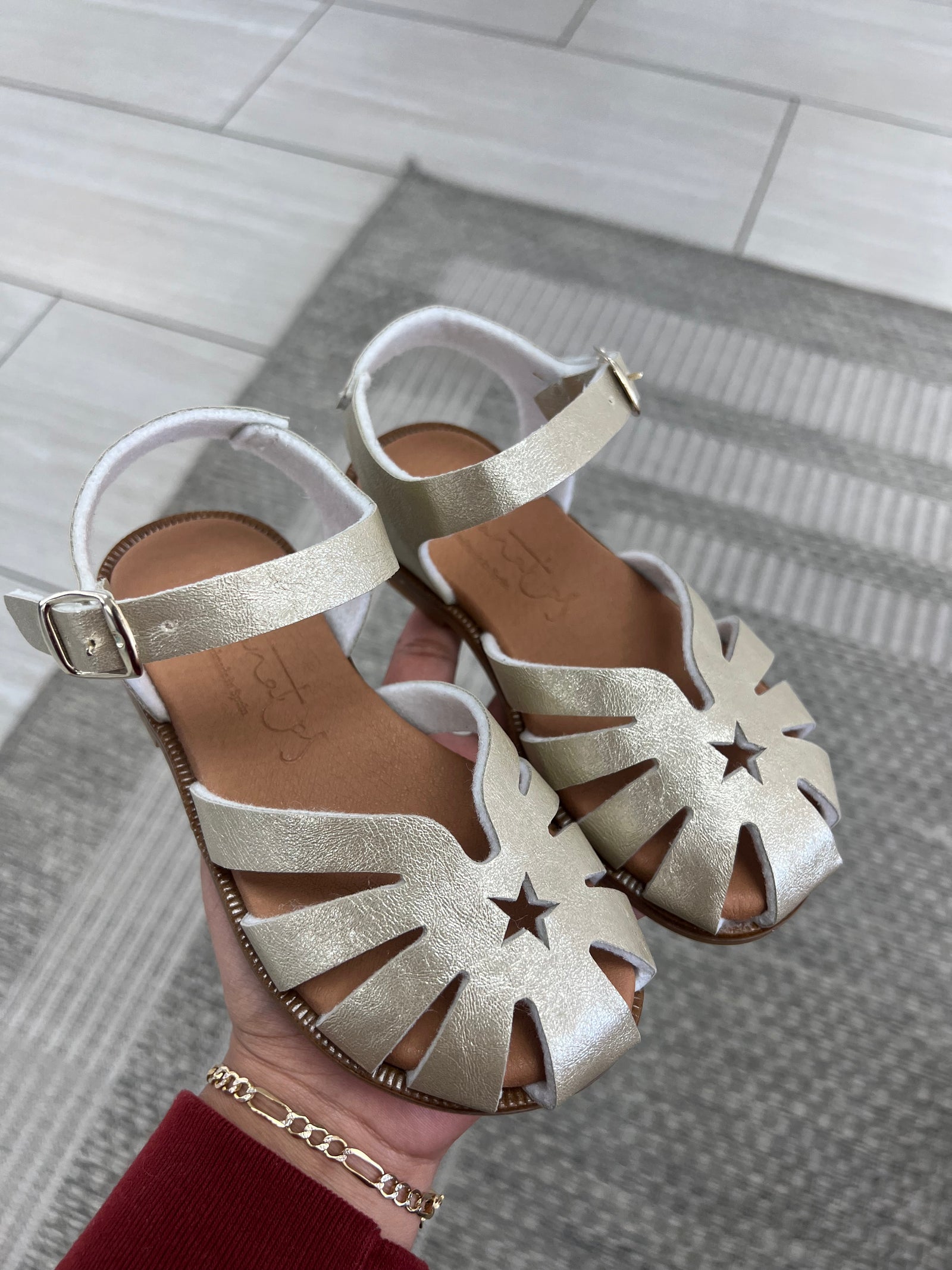 Papanatas Champagne Gladiator Star Sandal-Tassel Children Shoes